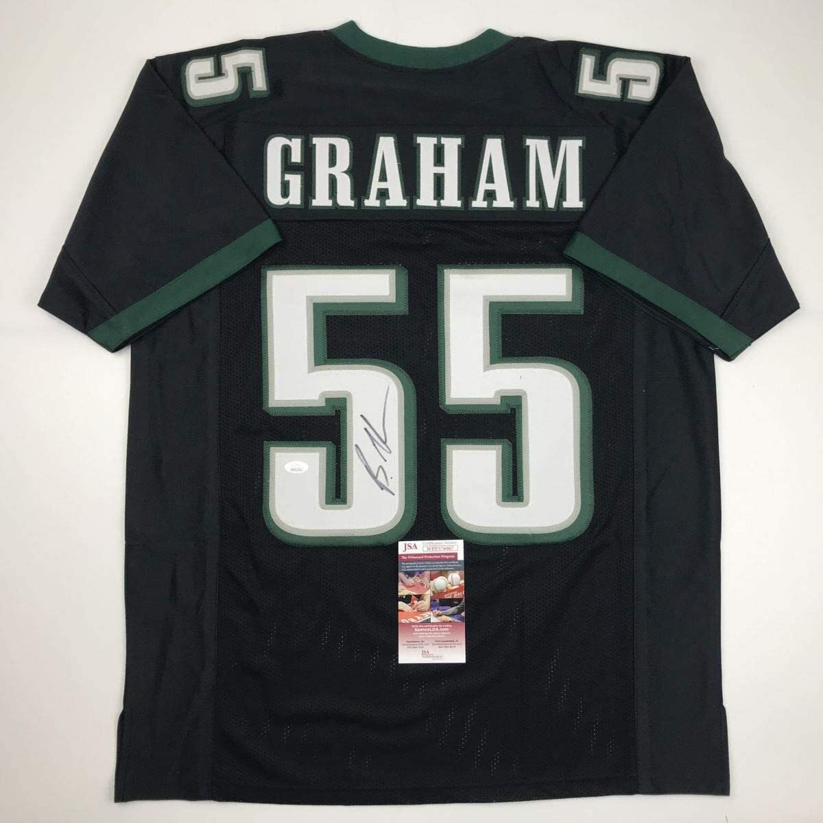 Authentic Autographed Brandon Graham Philadelphia Eagles Black Football Jersey with JSA COA - Perfect for Collectors, Fans, and Sports Memorabilia Displays
