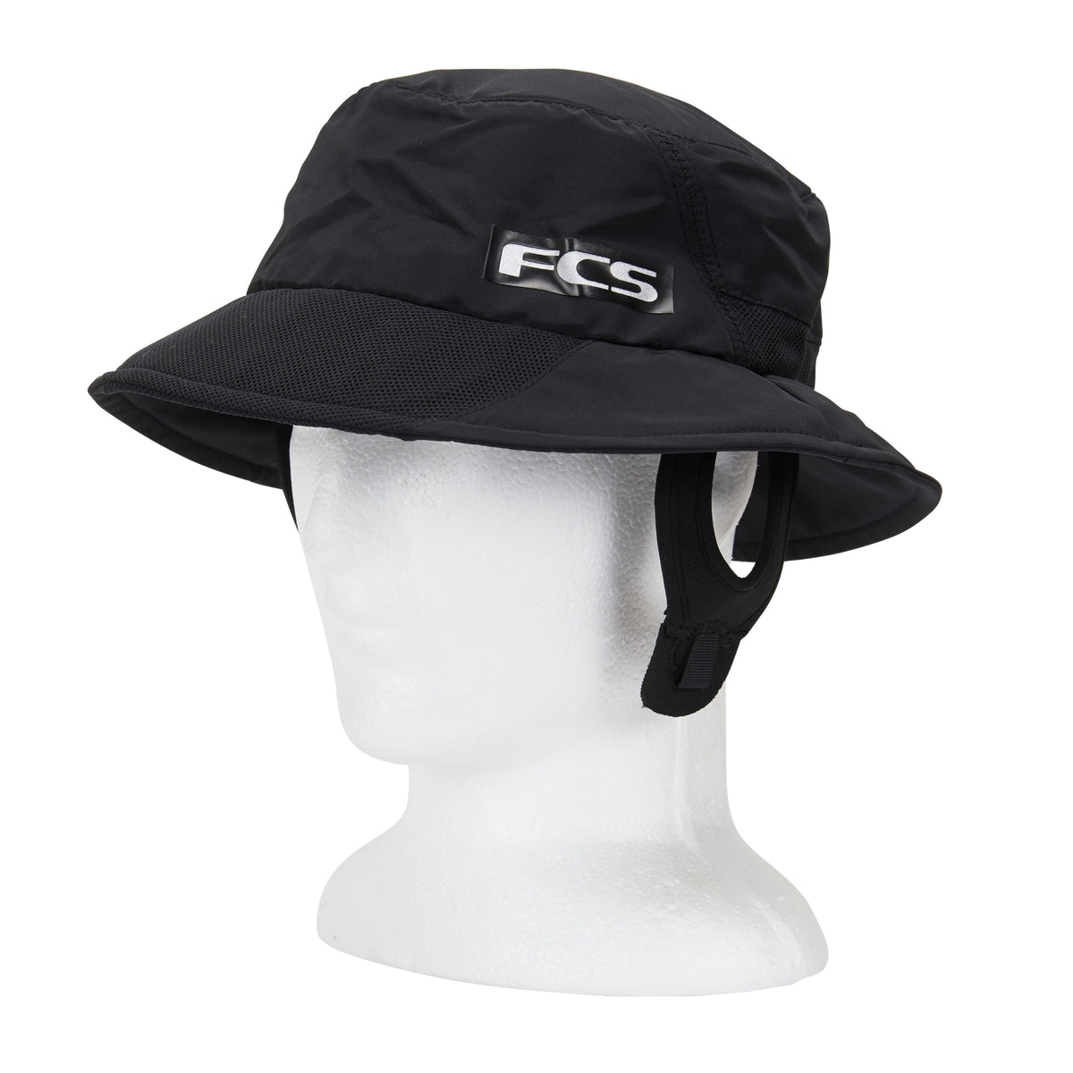 FCS Essential Surf Bucket Hat for Men & Women - Adjustable Sun Protection Beach Hat for Surfing, Fishing, Hiking - Black UV Shield Outdoor Cap