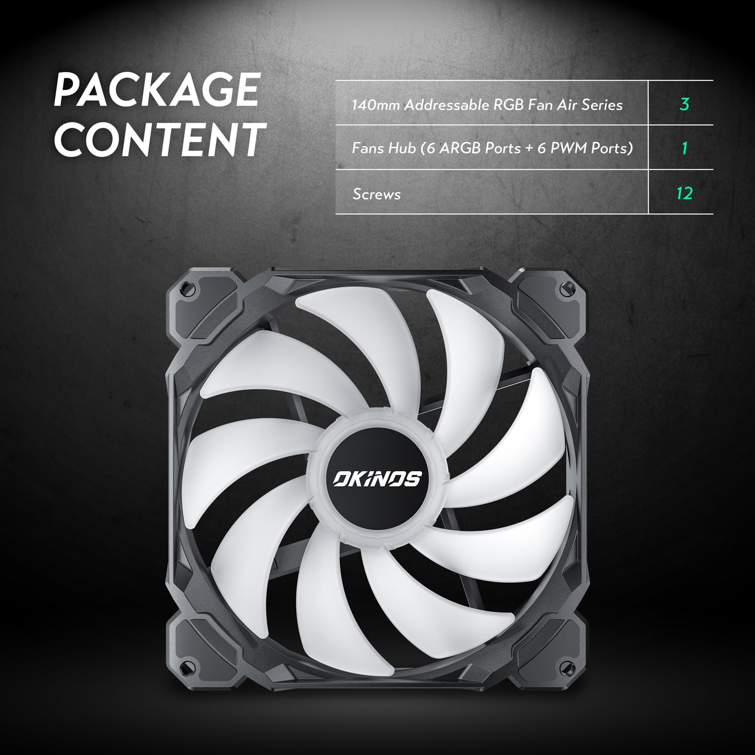 RGB PC Fans 3 Pack - 140mm 4-Pin PWM & 5V 3-Pin Addressable RGB Cooling Fans with ARGB Controller Hub for Gaming PC Build, Case Cooling, and PC Modding - High Airflow Quiet Computer Fans