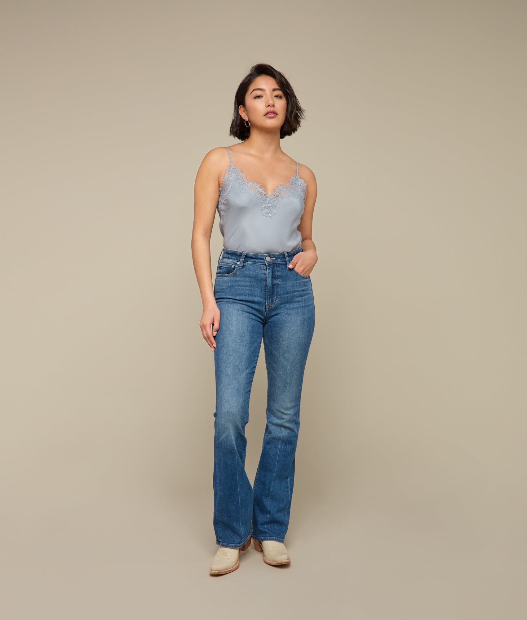 Amelia Coco Bias Cami Top - Blue Sleeveless Women's Tank Top for Casual Wear, Summer Outfits & Layering