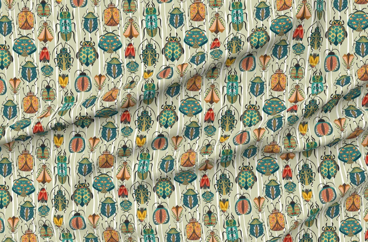 Vintage Retro Bugs & Insects Printed Minky Fabric by The Yard - Soft Plush Material for Sewing Baby Blankets, Quilt Backing & DIY Crafts - Perfect for Nursery Decor, Kids Room & Home Textile Projects