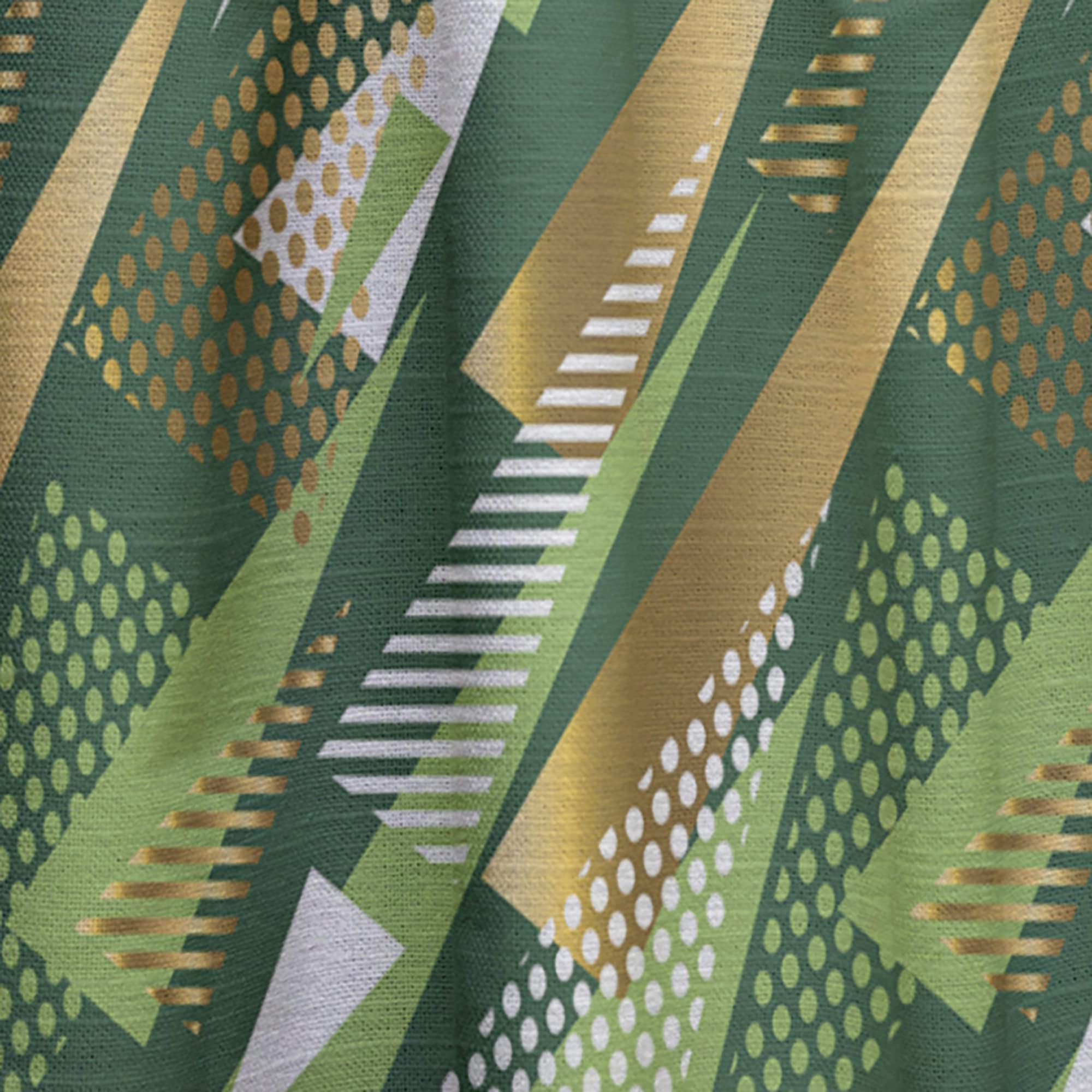 DesignQ Thermal Insulated Curtains - Gold & Green Triangle Pattern Single Panel (52x120 inches) for Bedroom & Living Room - Energy Saving, Blackout Drapes for Home Decor