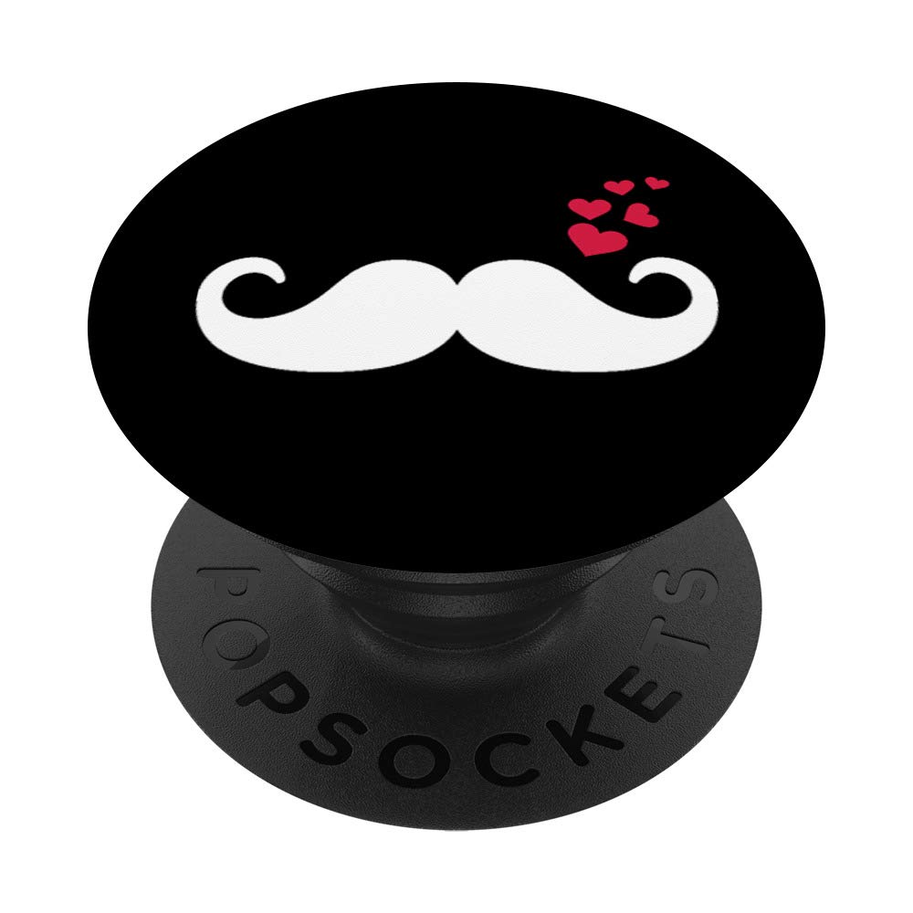 Mustache Hearts PopSockets - Phone Grip & Stand for iPhone, Samsung, Tablets - Perfect for Selfies, Video Calls & Secure Holding