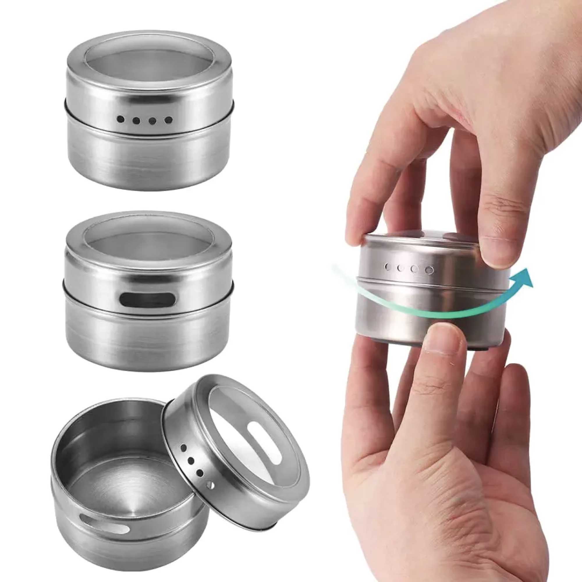12 Magnetic Spice Jars with Steel Plate - 150g Airtight Seasoning Storage Containers for Kitchen, Pantry & Refrigerator Organization | Perfect for Spices, Herbs & Tea Storage