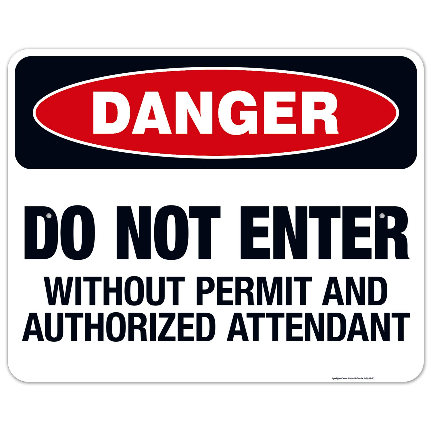 Danger Do Not Enter Without Permit Sign - OSHA Compliant 24x30 Inches Rust-Free Aluminum - Fade Resistant for Indoor & Outdoor Use - Made in USA - Perfect for Construction Sites, Warehouses & Restricted Areas