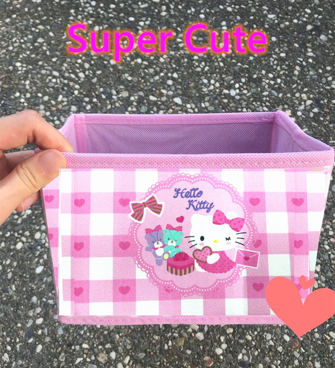 Kerr's Choice Cute Desk Organizer Box for Girls - Kawaii Storage Box with Lid, Foldable Fabric Baskets | Office Desk Accessories, School Supplies, Bedroom Decor for Teens & Kids Room Organization