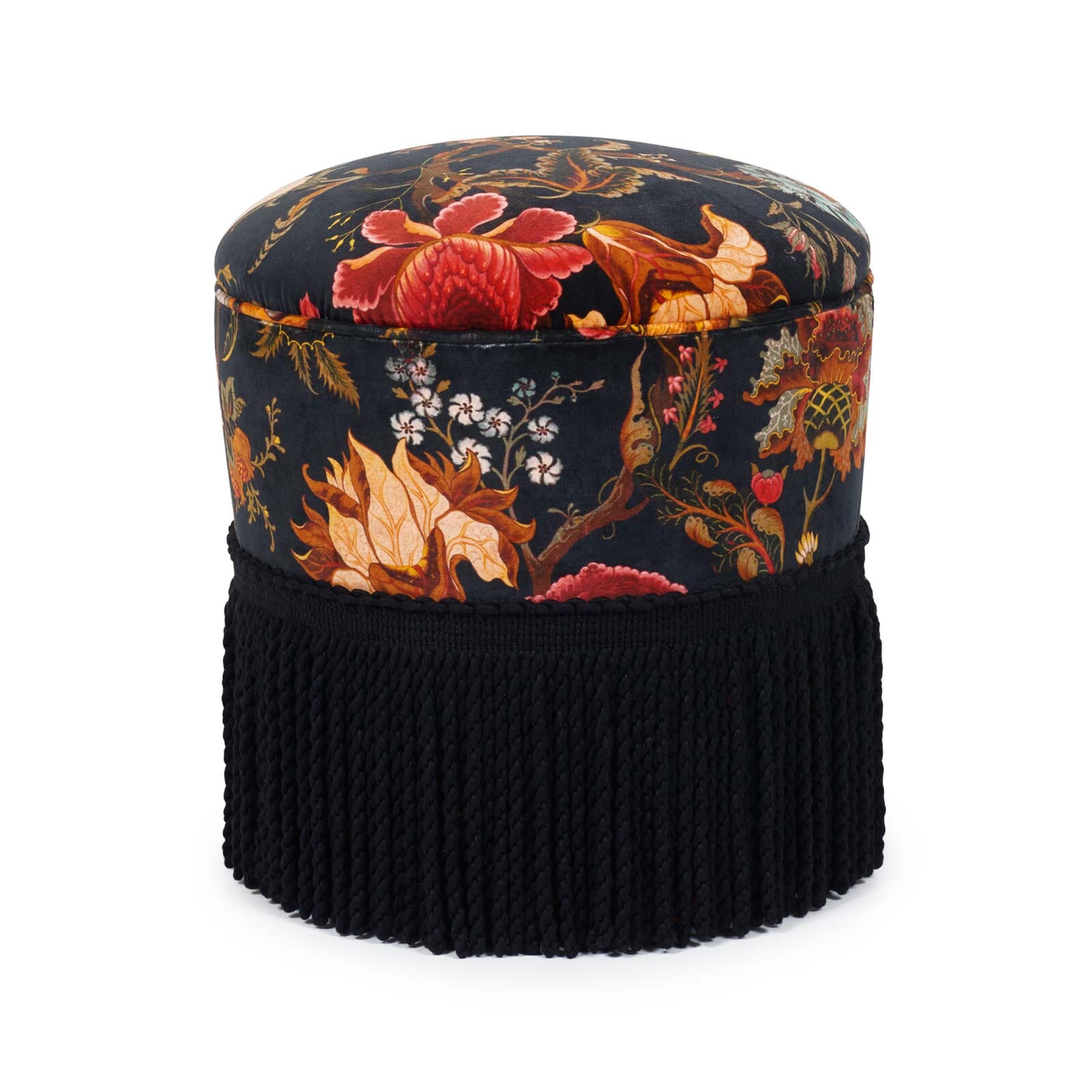 ARTEMIS Velvet Bottoman Stool - Black Velvet Upholstered Ottoman for Living Room, Bedroom & Home Decor