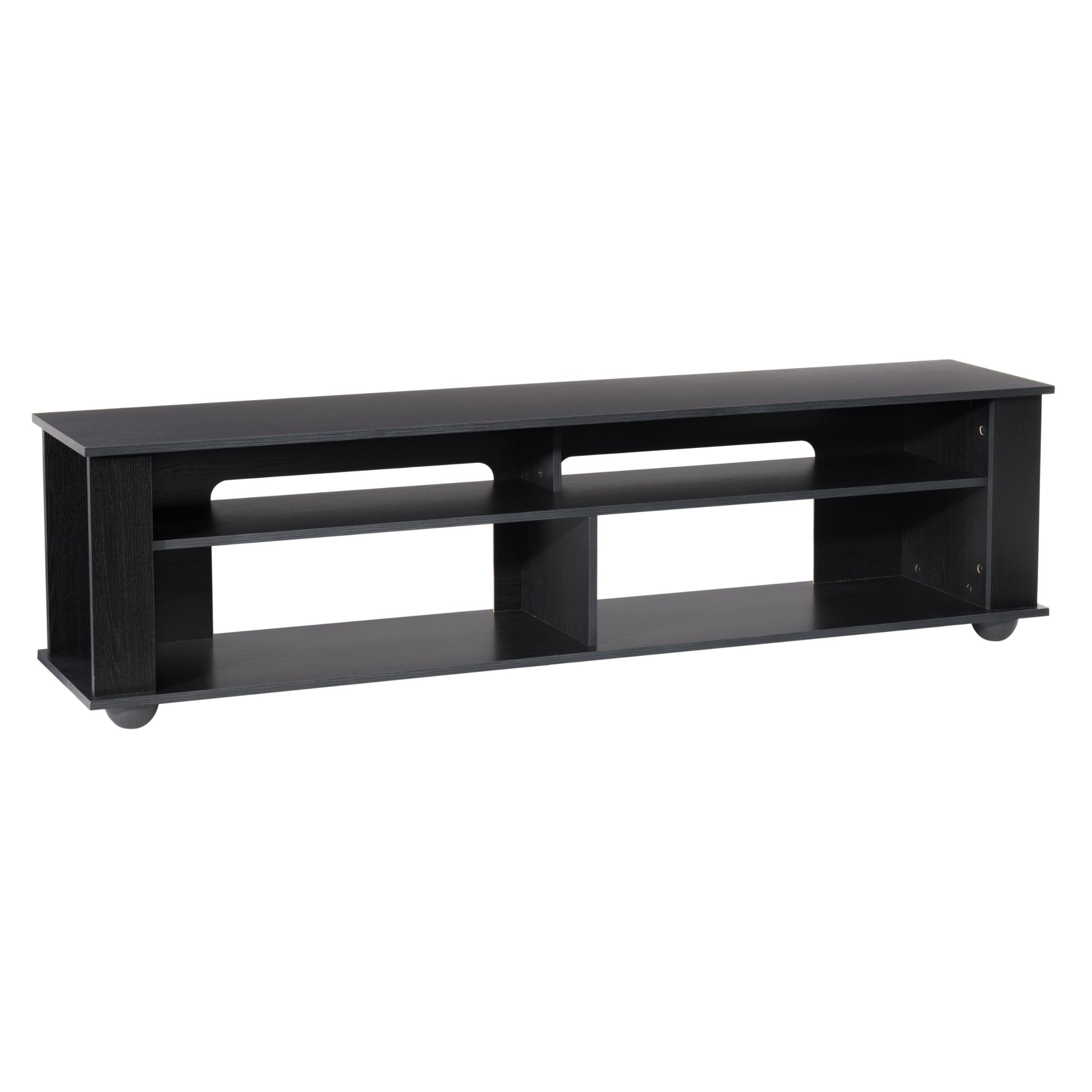 CorLiving Bakersfield Black Engineered Wood TV Stand with Open Shelves & Sound Bar Space - 85 Inch Entertainment Center for Living Room, Bedroom & Home Theater