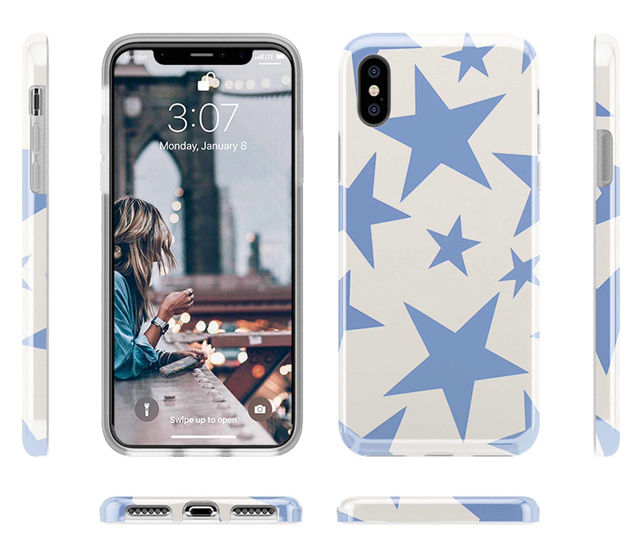 Casely iPhone Xs Max Case - Stars Align Design, Blue & White Star Pattern Protective Phone Cover | Slim Fit, Shockproof & Scratch Resistant | Perfect for Everyday Use, Travel & Outdoor Activities