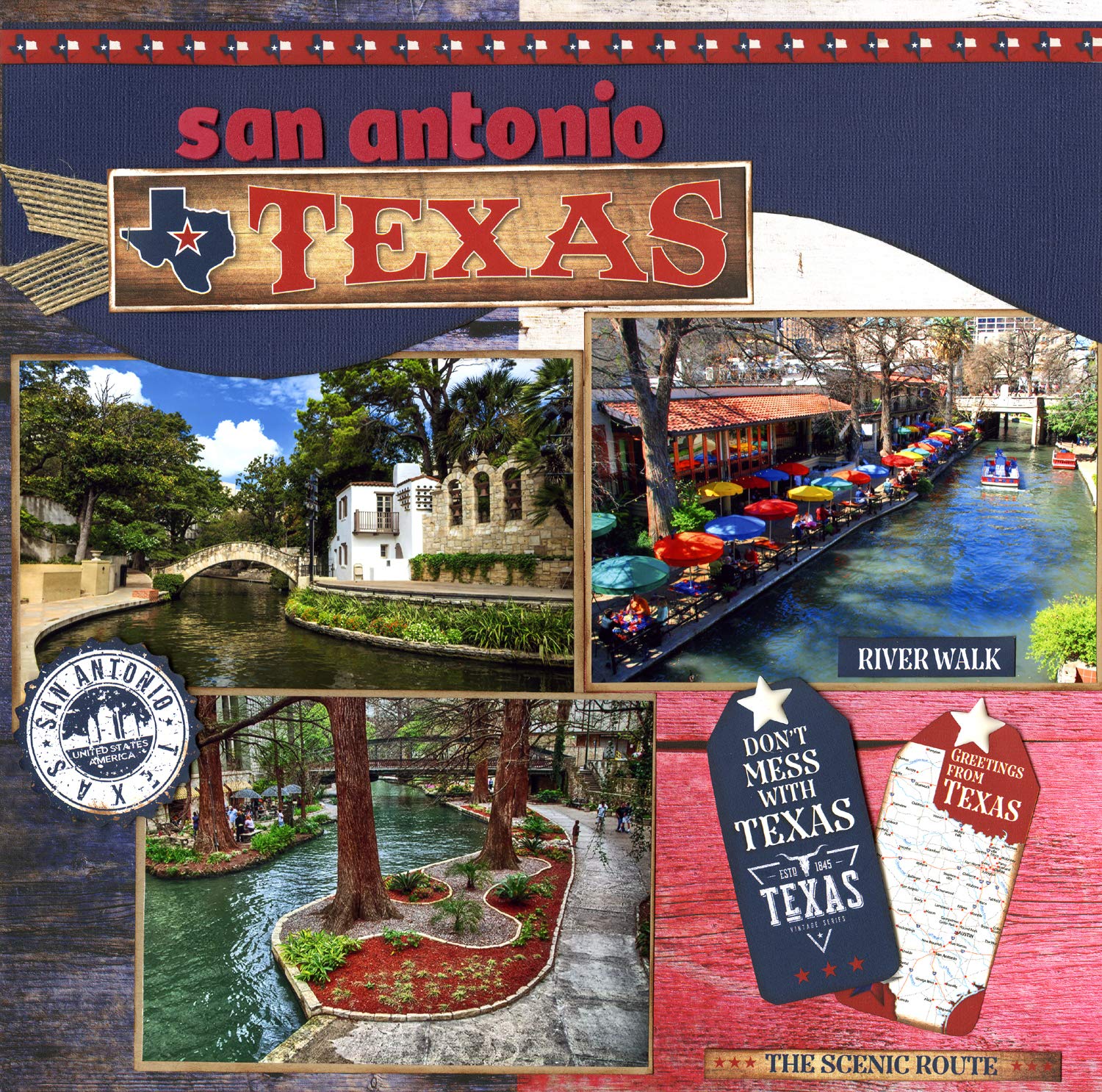 Reminisce Texas Scrapbook Collection Kit - 12x12 Inch Multi-Color Scrapbooking Paper for DIY Crafts, Memory Albums & Texas-Themed Projects
