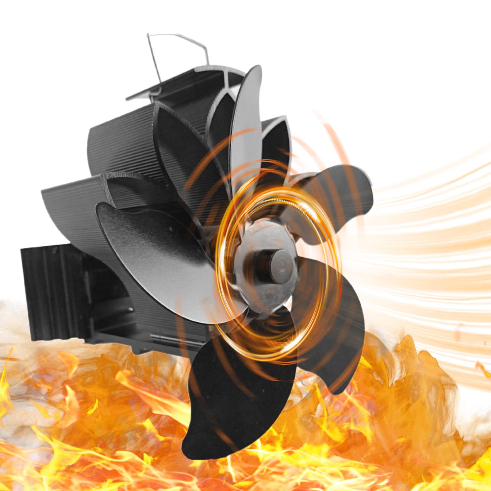 Awakentti 5-Blade Heat Powered Stove Fan - Silent Non-Electric Fireplace Fan for Wood Burner & Log Stove | Efficient Eco-Friendly Heating Solution for Home, Cabin & RV Use