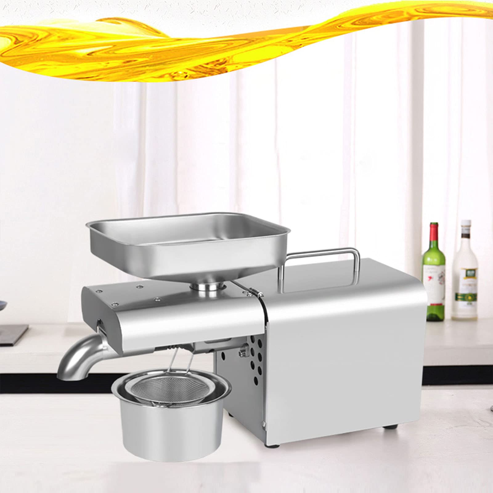Stainless Steel Automatic Oil Press Machine 110V - Cold/Hot Press for Nuts, Seeds & Grains (3-6KG/h) | Perfect for Home Use, DIY Oil Extraction & Healthy Cooking