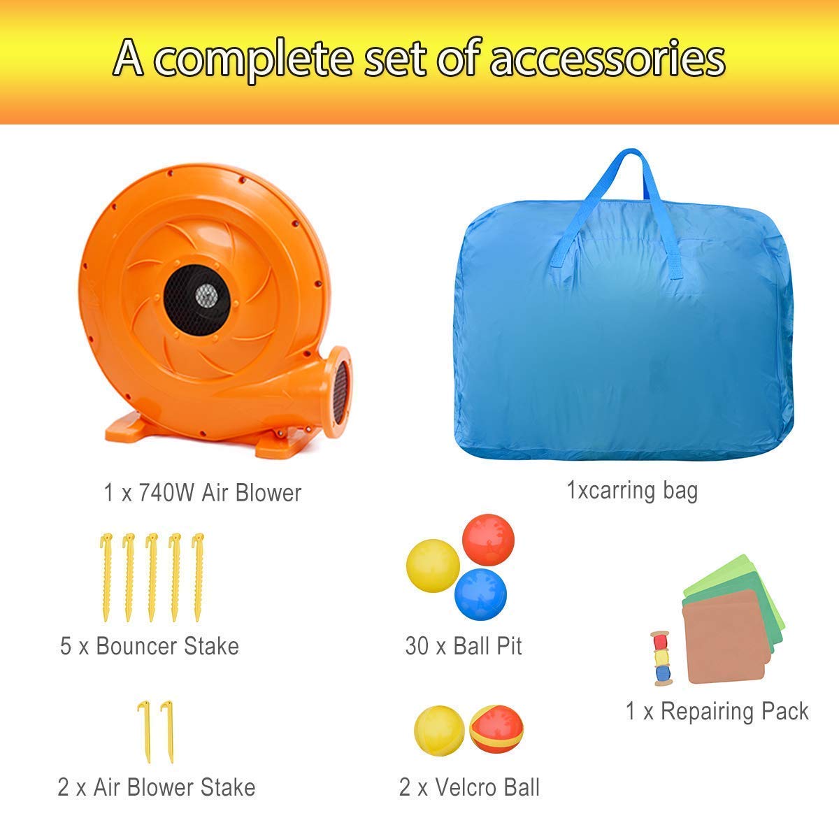 **WATERJOY Inflatable Bounce House with 740 Blower - Kids Slide, Jumping Castle, Basketball Rim & Football Area - Indoor & Outdoor Play for Birthday Parties, Backyard Fun & Family Gatherings**