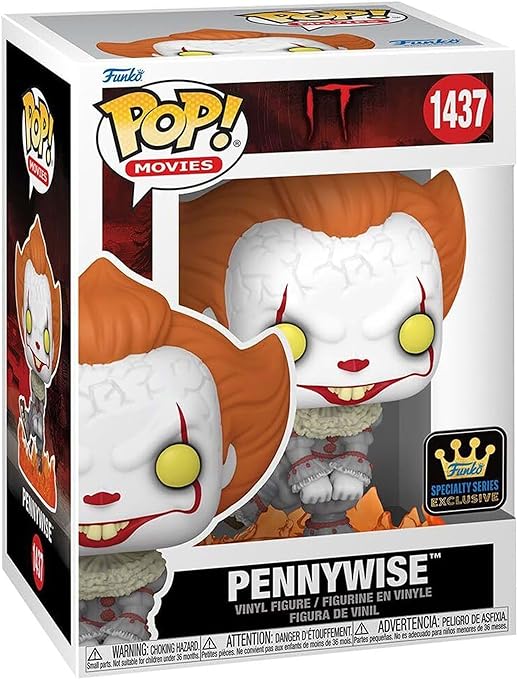 Pennywise Funko Pop IT 1437 Specialty Series Exclusive with Protector Case - Collectible Horror Movie Figure for Display & Gifts