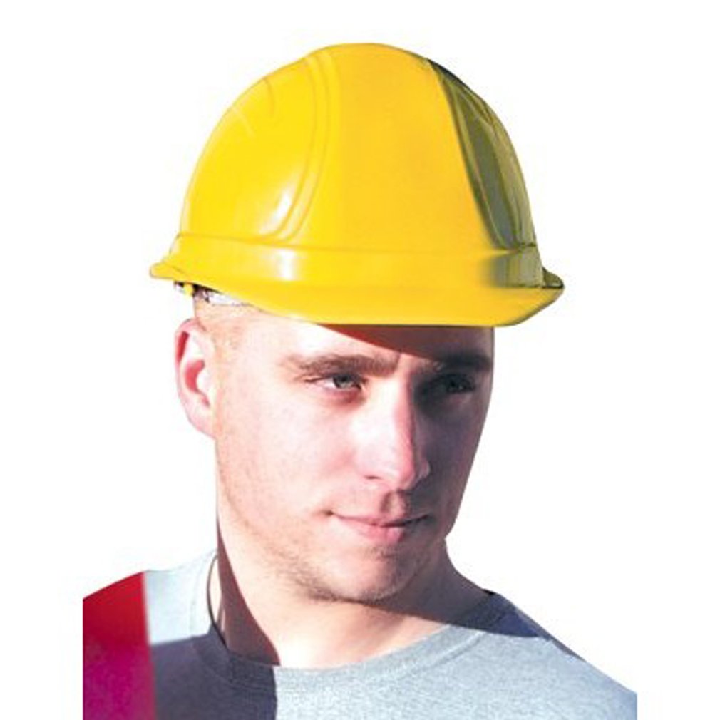 6-Pack Yellow Hard Hats with Ratchet Suspension - ANSI Certified Safety Helmets for Construction, Industrial & Outdoor Work - One Size Fits All