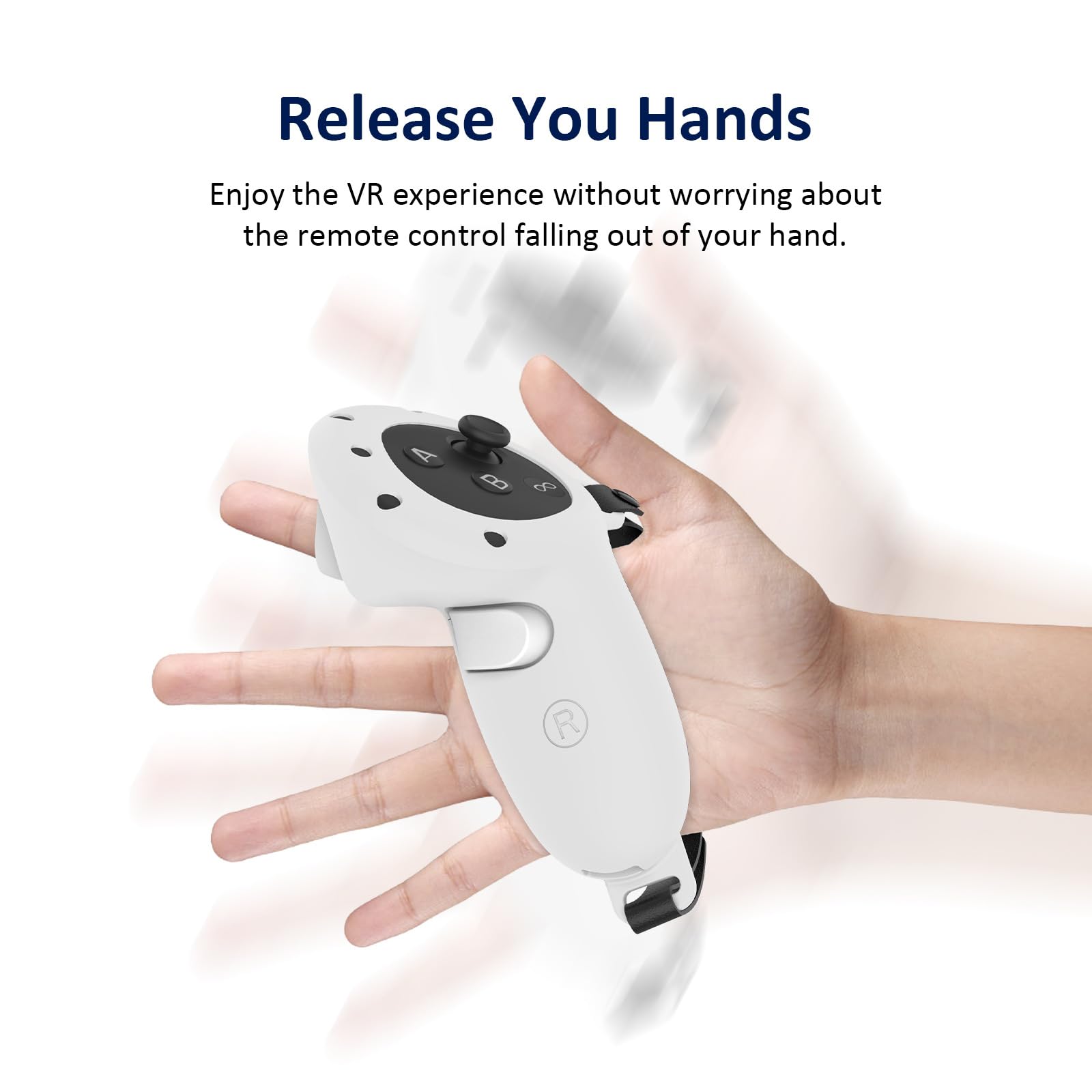 Meta Quest 3 VR Controller Silicone Protective Cover - Non-Slip Grip with Adjustable Strap - White VR Gaming Accessories for Enhanced Comfort & Safety During Intense VR Play