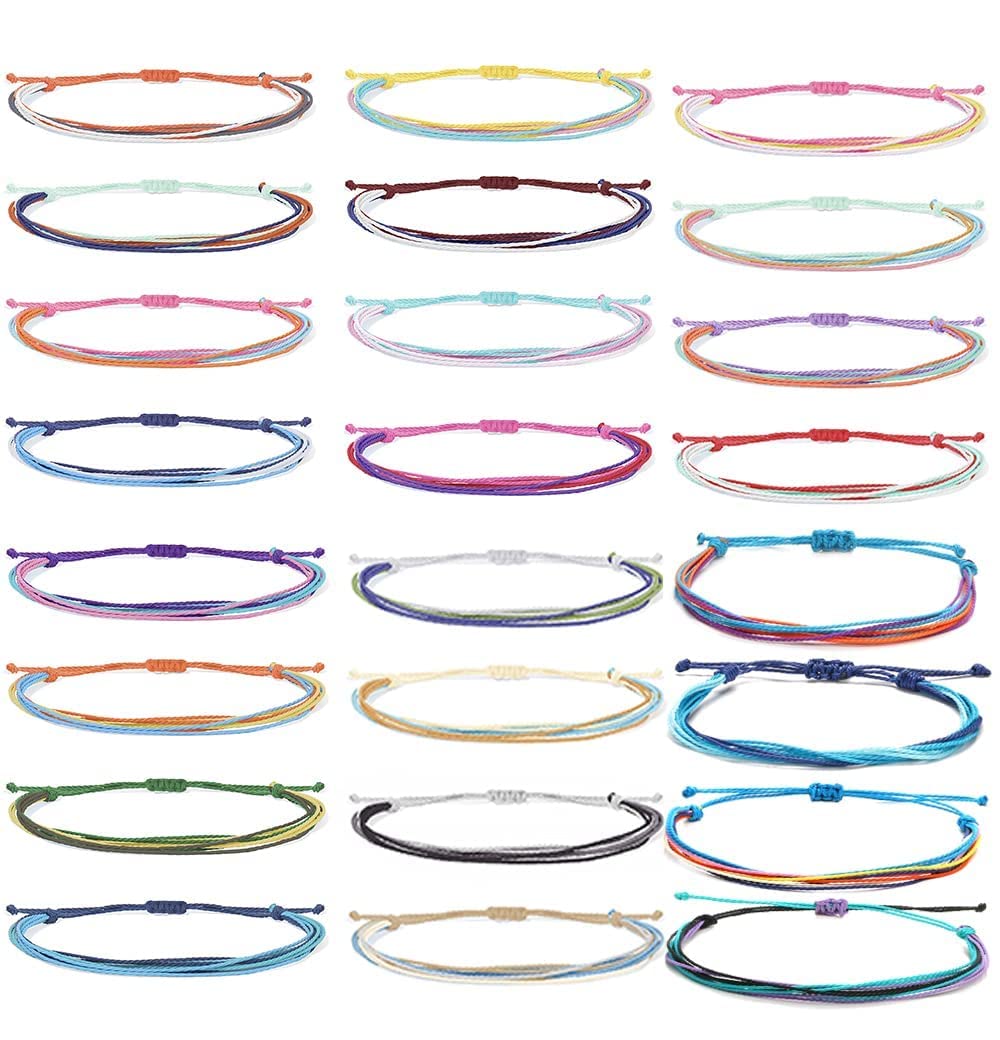 HUASAI VSCO String Bracelets for Women & Teen Girls - Waterproof Boho Rope Bracelets, Surfer Wave Bracelet Set - Perfect for Summer Beach, Music Festivals, and Boho Fashion Accessories