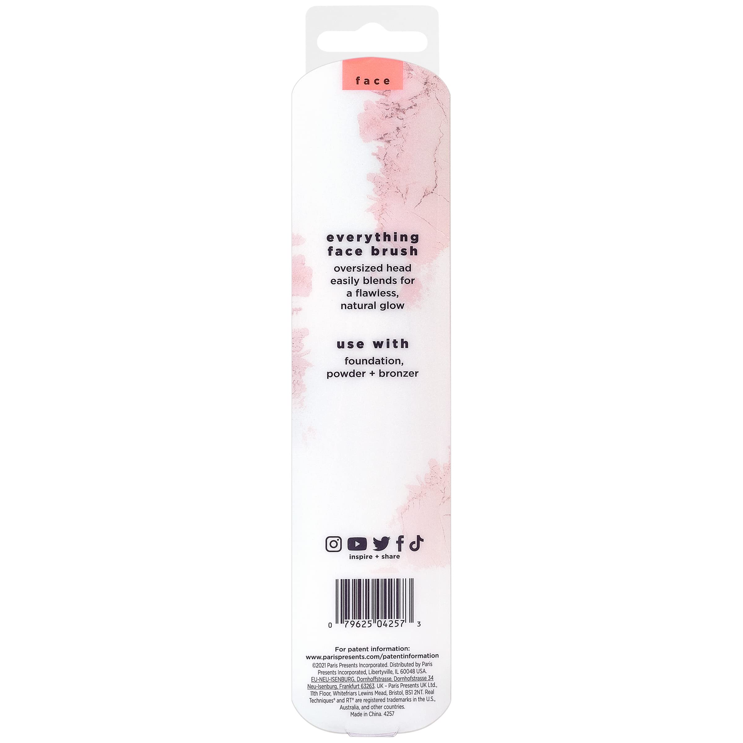 Real Techniques Everything Face Makeup Brush - Flawless Finish & Streak Free Application for Foundation & Powder | Soft Fluffy Cruelty-Free Face Brush (1 Count, Orange) | Perfect for Daily Makeup & Professional Looks