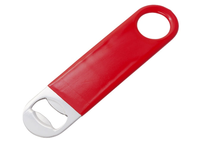 Stainless Steel Bottle Opener with Red PVC Coating - Flat Design for Easy Opening - Perfect for Bars, Parties, Camping & Home Use