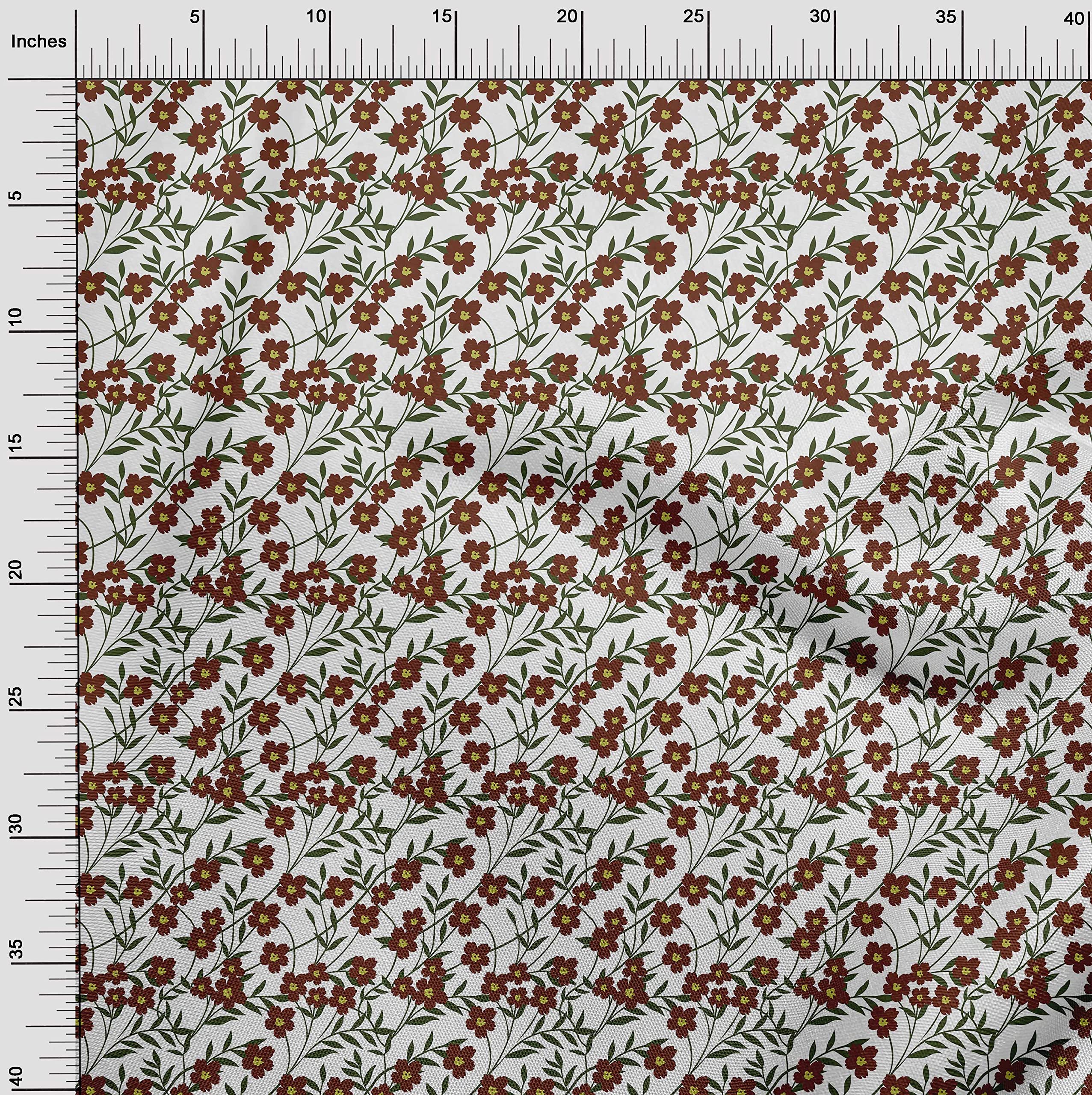 oneOone Georgette Viscose Brown Floral Printed Fabric for Kids Clothing - 42 Inch Wide Sewing Material by The Yard | DIY Dressmaking, Craft Projects & Home Decor Supplies