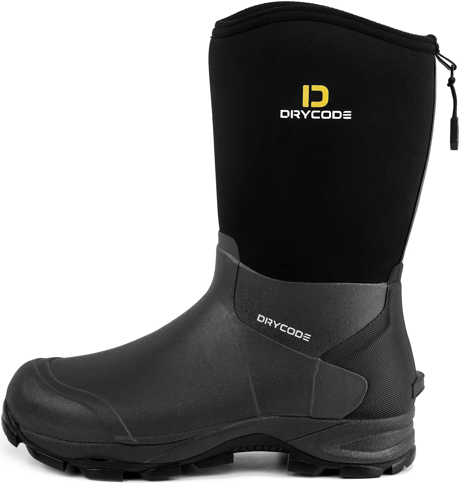 **DRYCODE Men's 4.5mm Neoprene Mid Calf Rubber Boots - Waterproof Hunting & Rain Boots for Outdoor Work, Fishing, Hiking (Size 6-14) - Durable & Comfortable for All-Weather Use**