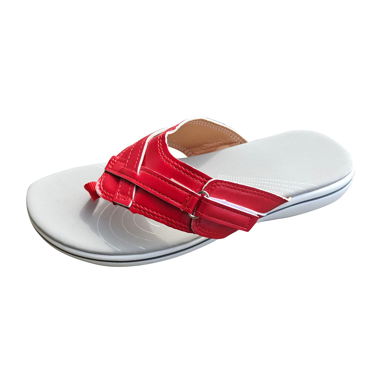 Women's Casual Flip Flop Sandals - PU Leather Comfortable Flat Open Toe Slides for Summer, Beach, Pool & Travel (Red, Size 6) | Perfect for Vacation, Lounging & Outdoor Activities