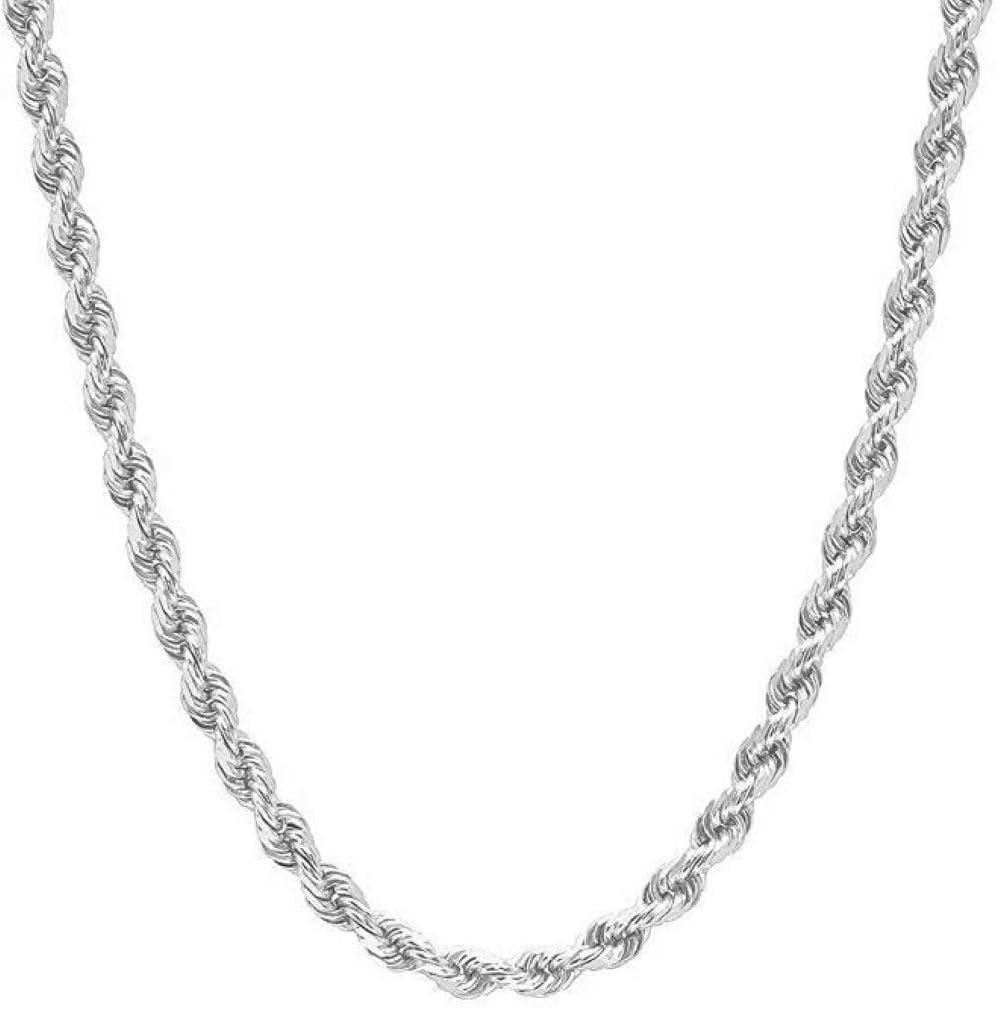 925 Sterling Silver Diamond Cut Rope Chain Necklace for Men - 5MM, 6MM, 7.5MM, 8.5MM Thickness - Italian Made Mens Jewelry | Perfect for Gifts, Weddings & Everyday Wear