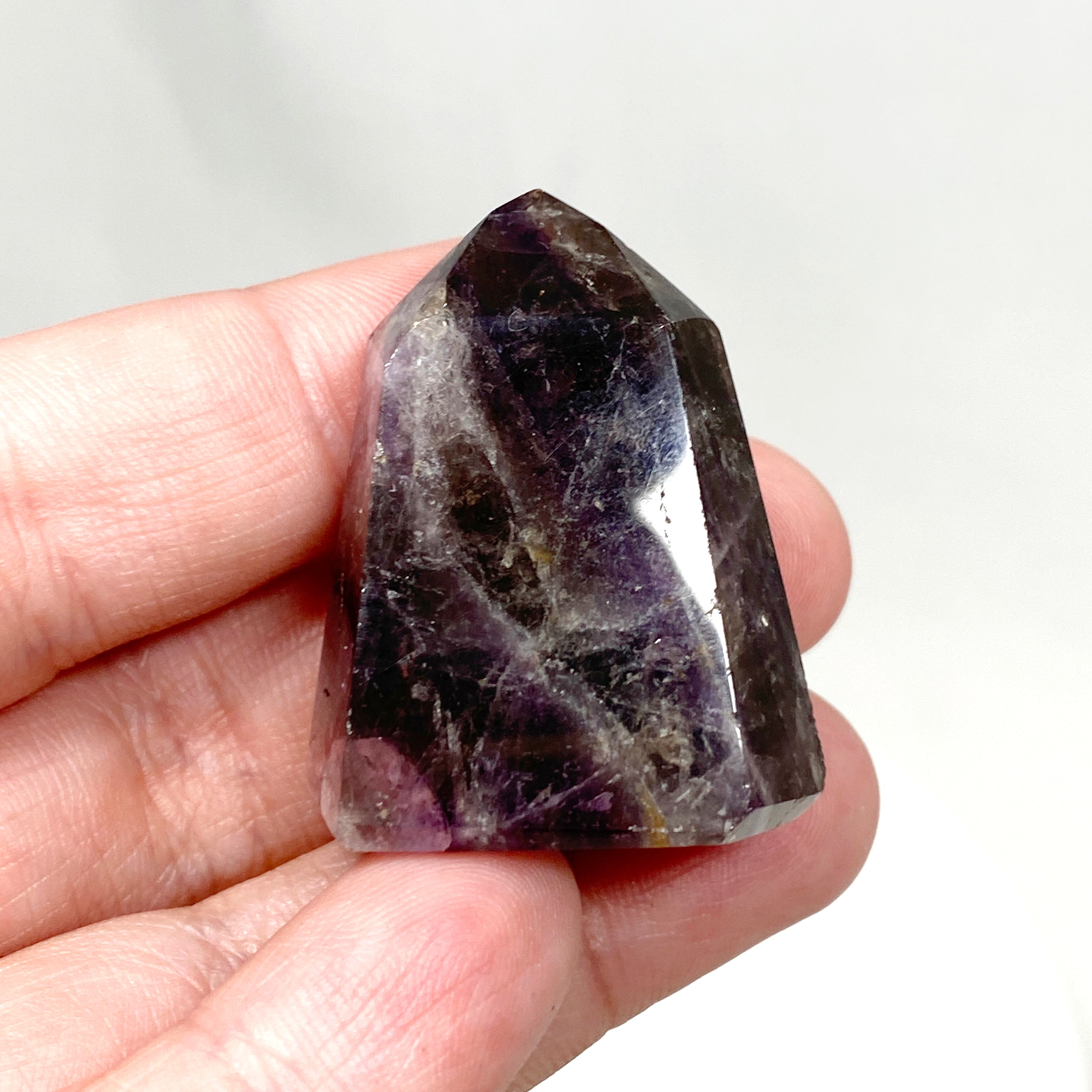 Natural Smokey Amethyst & Clear Quartz Crystal Point - Healing Stone for Meditation, Reiki, Chakra Balancing & Home Decor (CR3457)