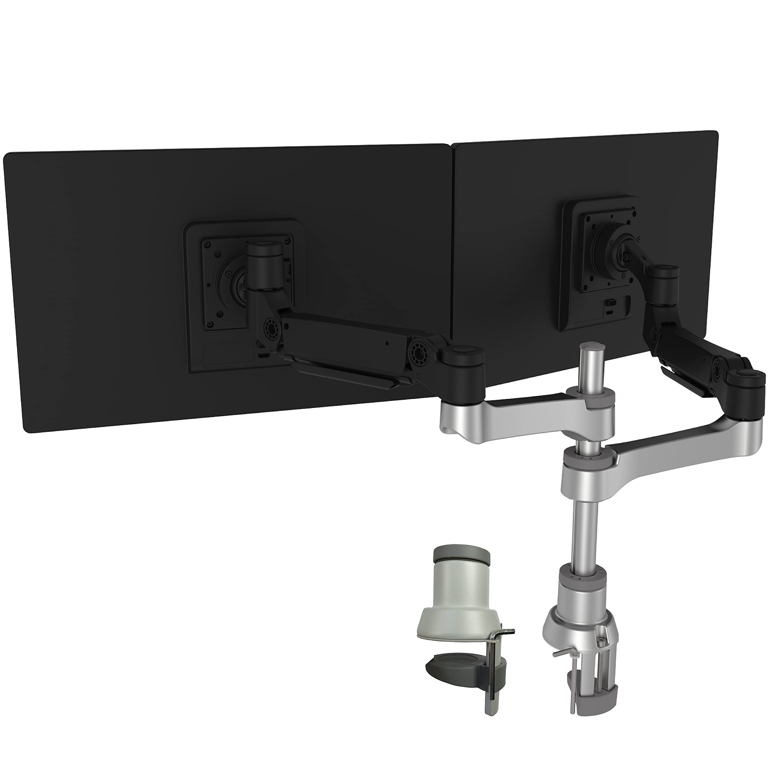 R-Go Tools Caparo 4 Dual Monitor Stand with Gas Spring - Adjustable Height & Depth for 2 Screens up to 26