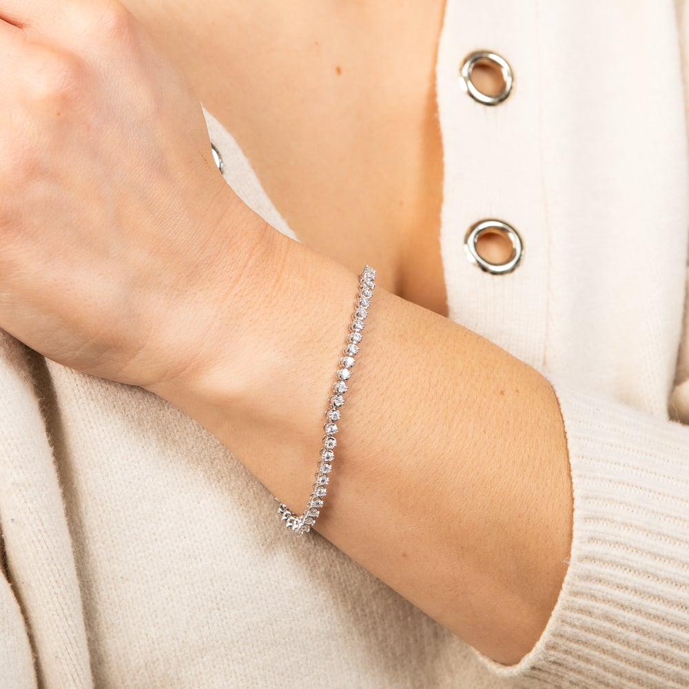 14K White Gold 2 Carat Diamond Tennis Bracelet with 51 Brilliant Cut Diamonds - 7 Inch Adjustable Length for Women - Perfect for Weddings, Anniversaries & Special Occasions