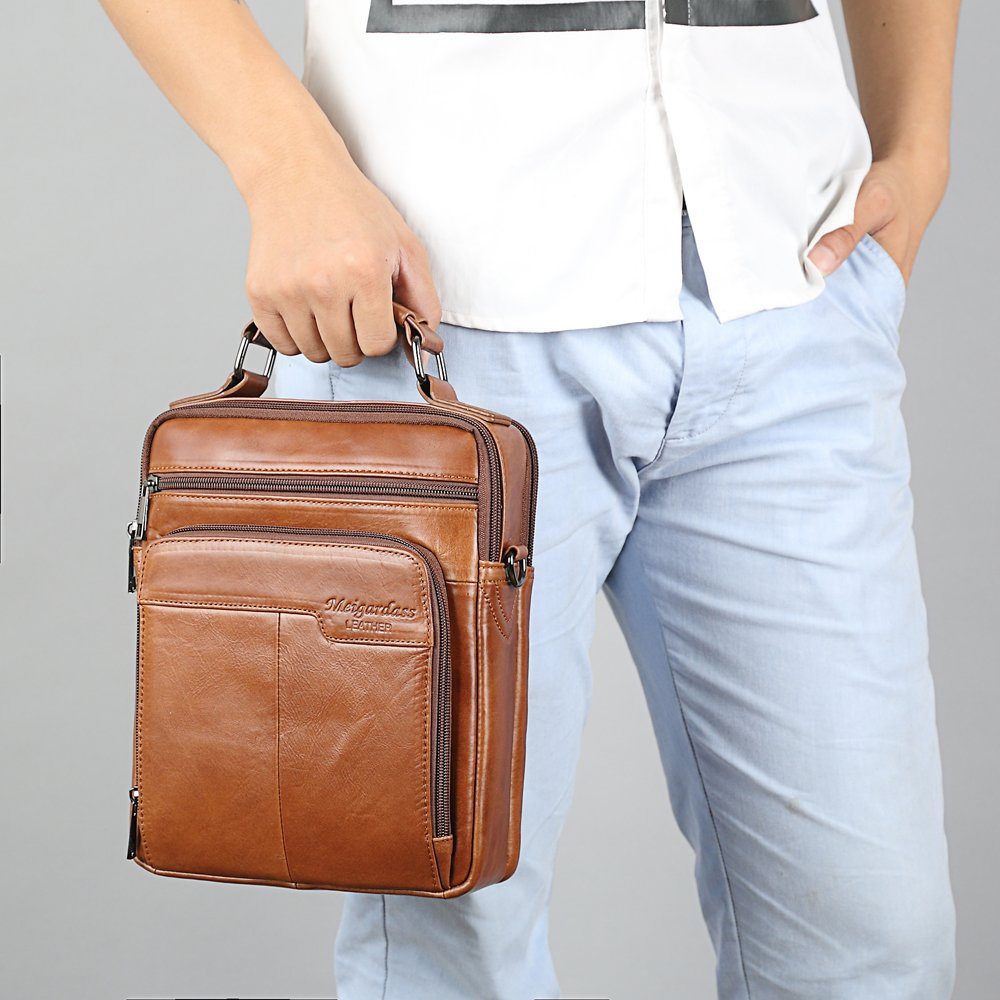 Genuine Leather Messenger Bag for Men - Crossbody Shoulder Bag & Briefcase - Perfect for Work, Travel, and Business Commutes