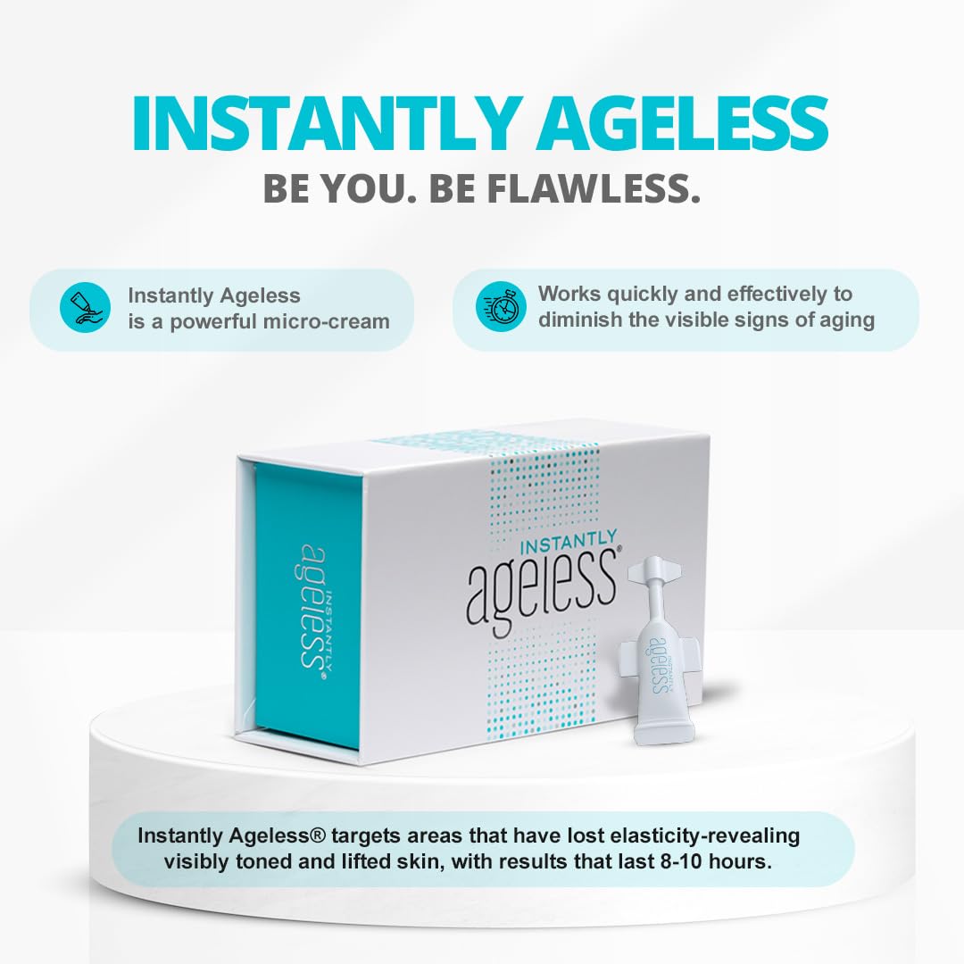 Instantly Ageless Anti-Aging Face Cream - Instant Wrinkle Tightener & Under Eye Bags Remover - 25 Vials Facelift Treatment for Youthful Skin | Perfect for Daily Use, Special Occasions & Travel Skincare Routine