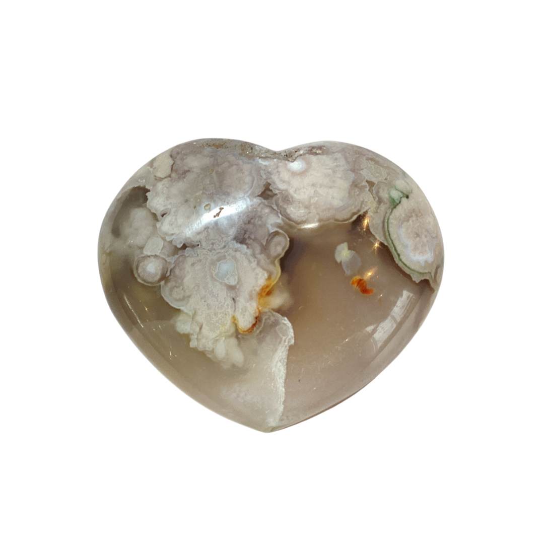 Flower Agate Heart Pendant - Natural Gemstone Jewelry for Women, Healing Crystal Necklace for Chakra Balancing & Spiritual Growth - Perfect for Meditation, Yoga & Energy Healing