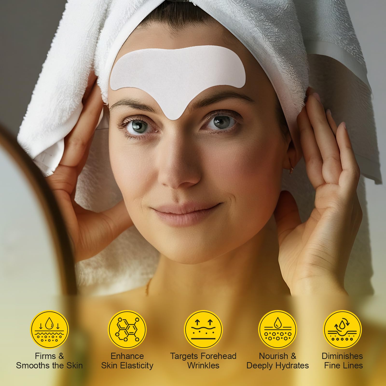 Snail Mucin Forehead Wrinkle Patches with Collagen & Aloe - Anti-Aging Treatment for Fine Lines & Wrinkles - Overnight Use - 14 Count - Perfect for Nighttime Skincare Routine & Special Occasion Prep