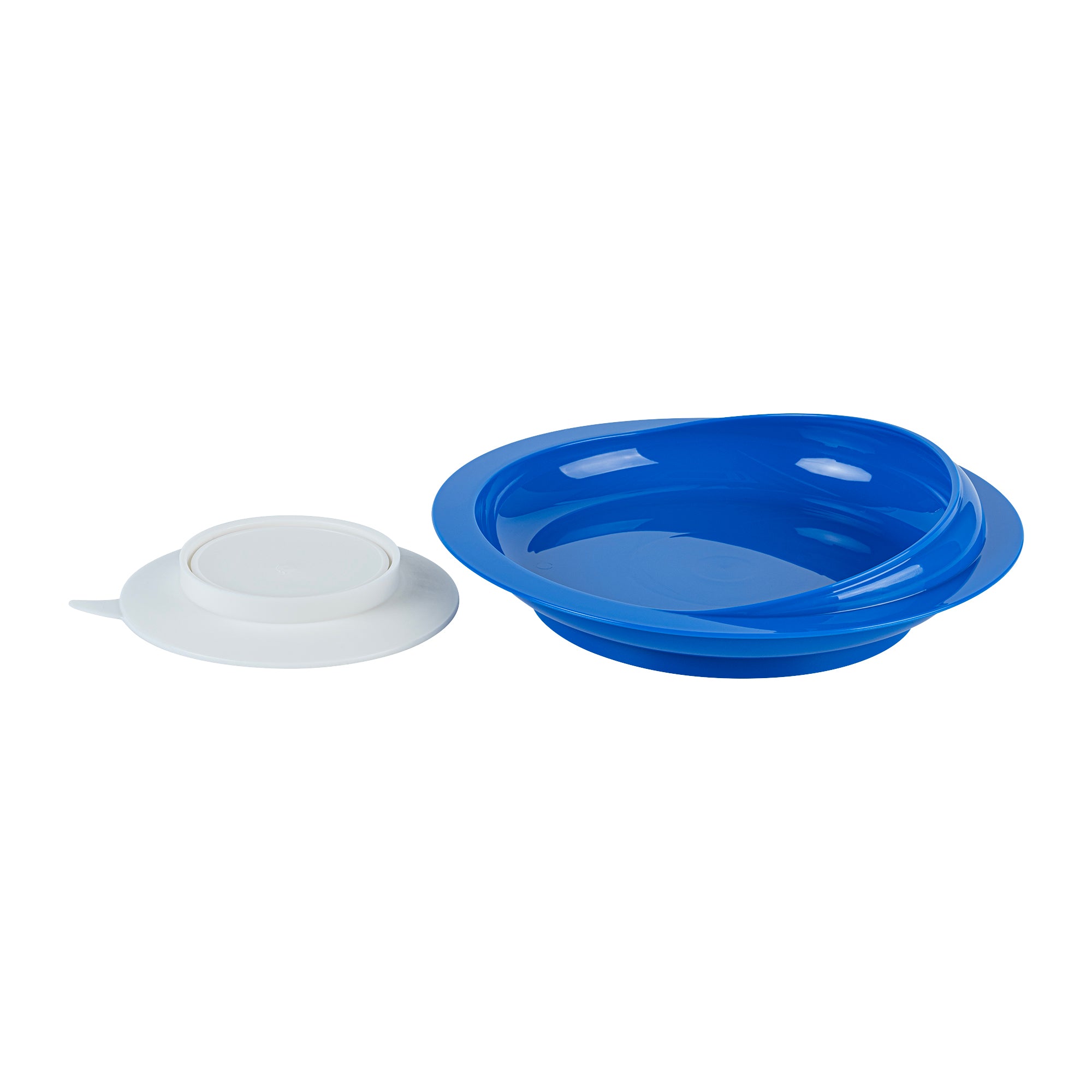 Adapt Tek Round Blue Plastic Scoop Plate - Spillproof Design with Strong Suction Base - 9
