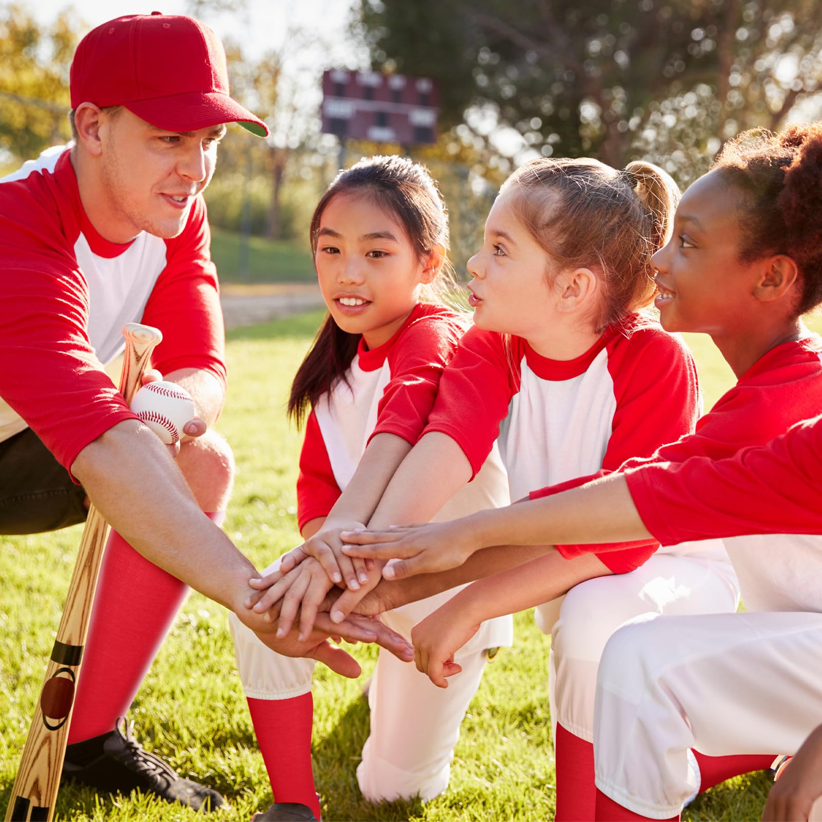 **Ramede Youth Baseball Softball Socks with Adjustable Belt Set for Boys & Girls - Comfortable Athletic Socks & Belt Combo for Kids Sports, Games & Practice**