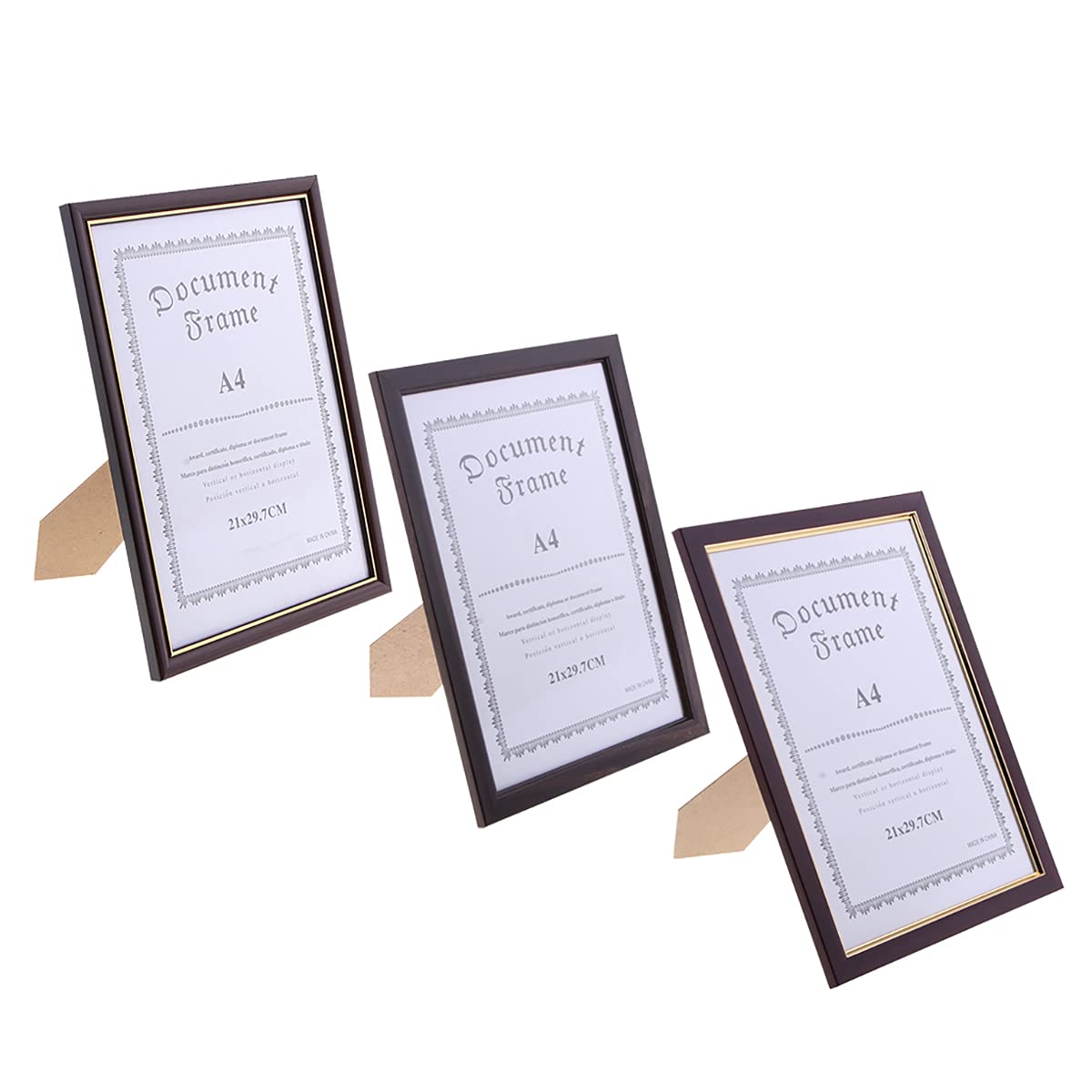 A4 Wooden Document Frame - Elegant Diploma, Certificate, Photo & Artwork Display for Table or Wall - Wine Red - Perfect for Home, Office & Gift Giving