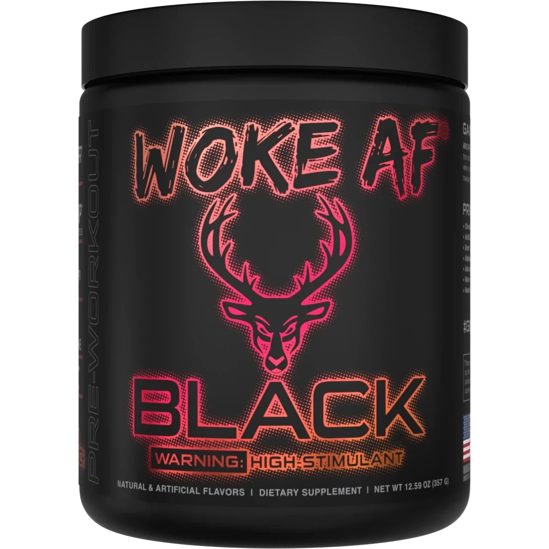 Bucked Up WOKE AF BLACK Pre-Workout Powder - Energy Booster & Focus Supplement for Gym, Fitness & Bodybuilding - Perfect Pre-Workout Drink for Intense Training & Muscle Recovery
