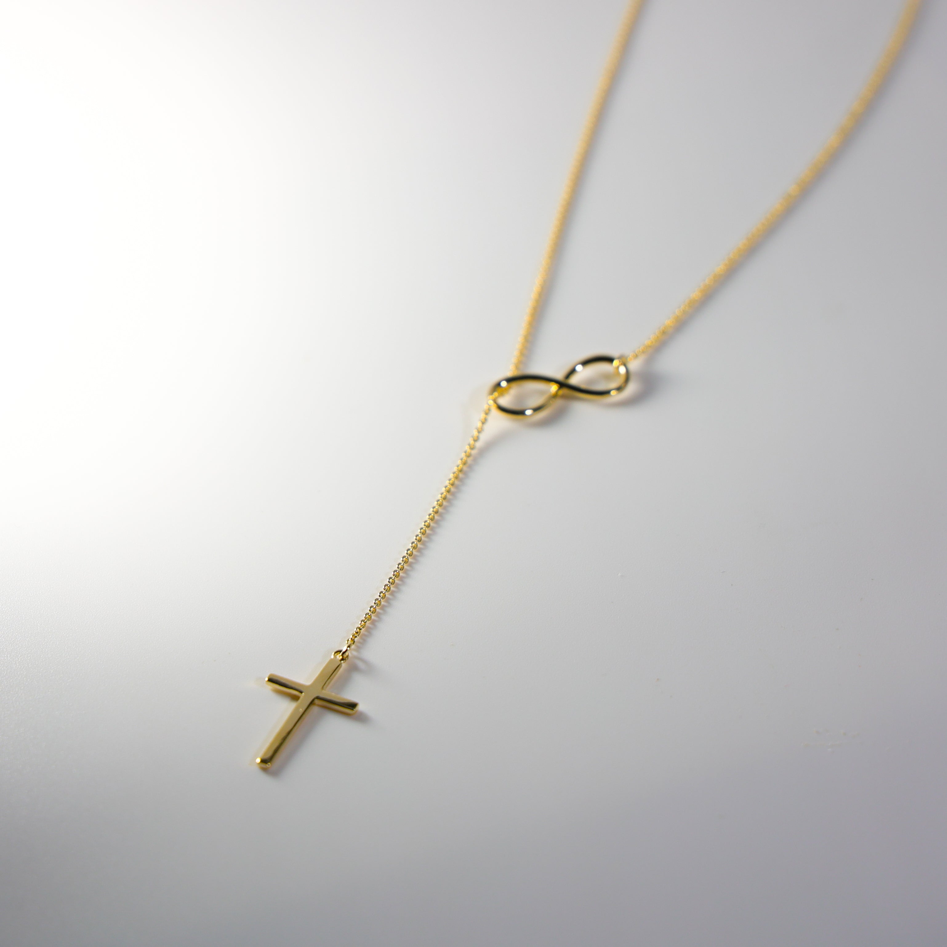 Gold Infinity Cross Necklace for Women - 14K Gold Plated Religious Jewelry Gift - Elegant Pendant Necklace for Everyday Wear, Church, Weddings & Special Occasions - Model NK0297