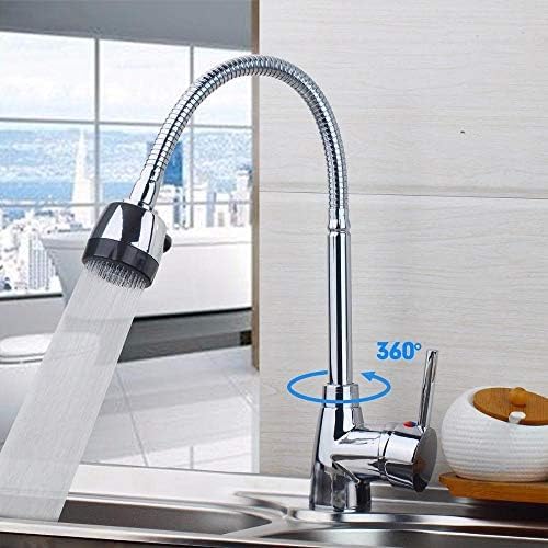 Modern Chrome Kitchen Sink Faucet with Swivel Spout & Ceramic Disc - Hot/Cold Water Mixer Tap for Contemporary Homes | Perfect for Washing Dishes, Food Prep & Kitchen Cleaning