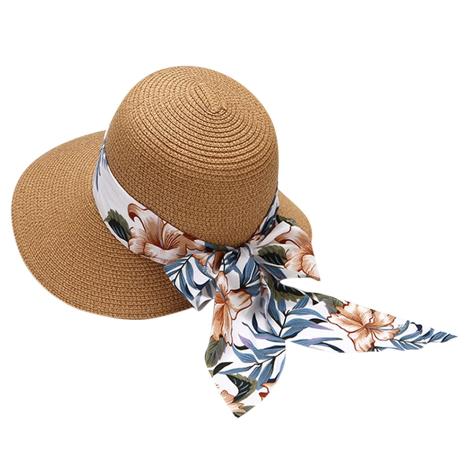 UPF 50+ Floppy Wide Brim Straw Sun Hat for Women - Foldable & Rollable Beach Hat with Sun Protection - Perfect for Summer Vacations, Pool Parties & Outdoor Activities