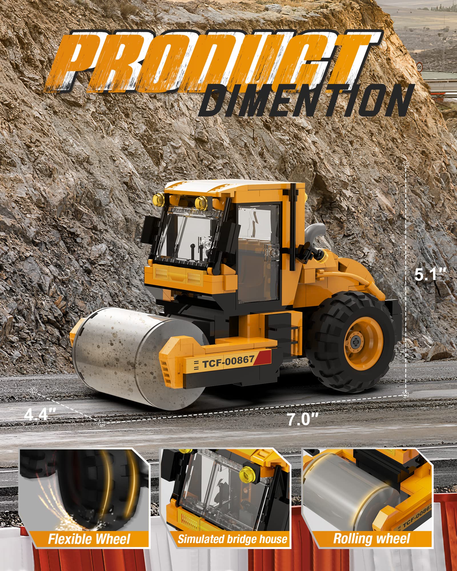 STEM Building Toys for Kids Ages 8+ | 369-Piece Remote Control Construction Kit with 2.4GHz RC Road Roller | Educational Engineering Toy & Birthday Gift for Boys & Girls | Perfect for Creative Play, STEM Learning & Indoor/Outdoor Activities