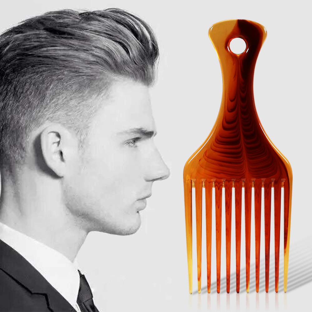 Afro Hair Pick Comb - Styling Hair Brush with Oil Slick Finish for Men & Women | Perfect for Curly, Coily & Natural Hair Styling at Home or Salon