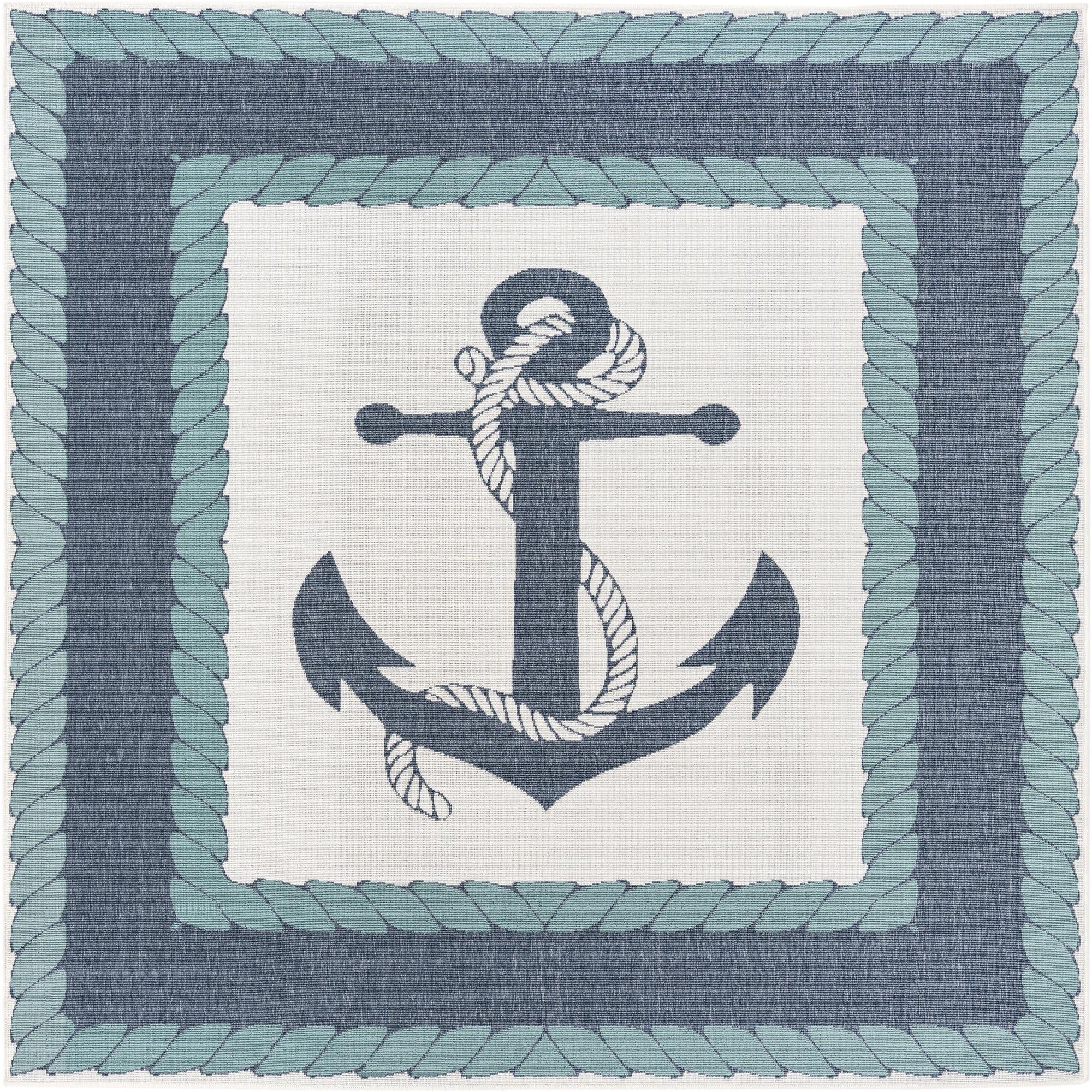 Unique Loom Outdoor Coastal Collection Area Rug - Anchor Design (7'10