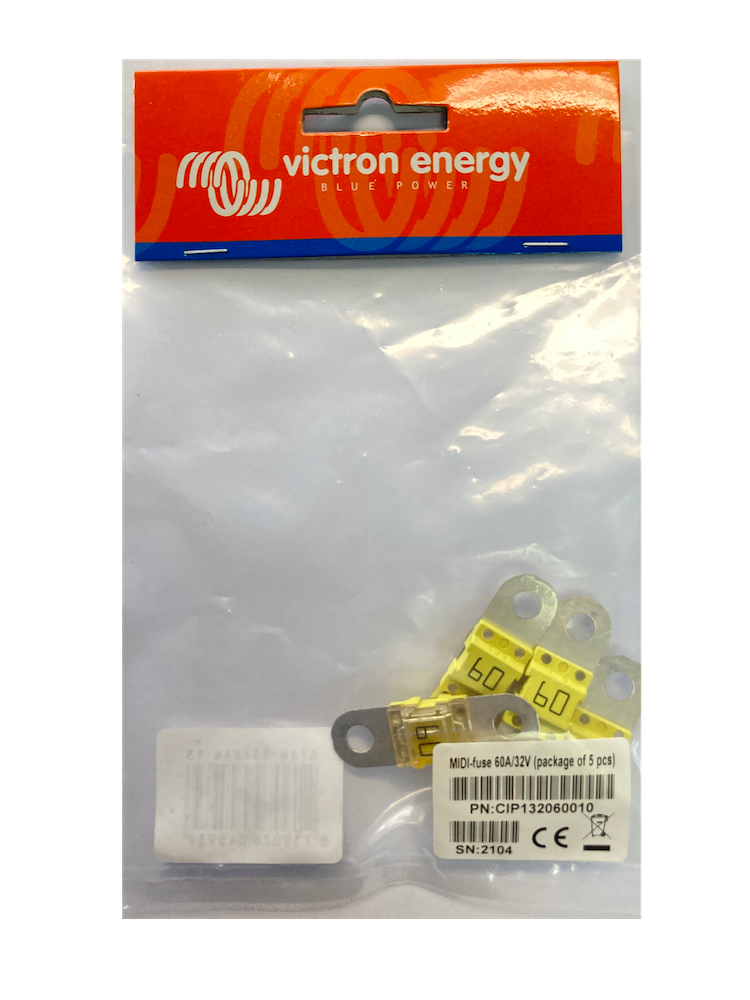 60A/32V MIDI Fuse - 5 Pack - High Current Protection for Car Audio, Solar Panels & Marine Electronics