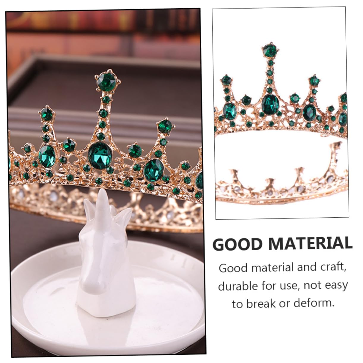 FOMIYES 2-Piece Bridal Crown Set - Diamond Wedding Tiara with Green Stones & Baroque Zircon Crystal Princess Headpiece for Bride, Bridesmaid, Birthday Party | Perfect for Weddings, Prom, Quinceañera & Special Occasions