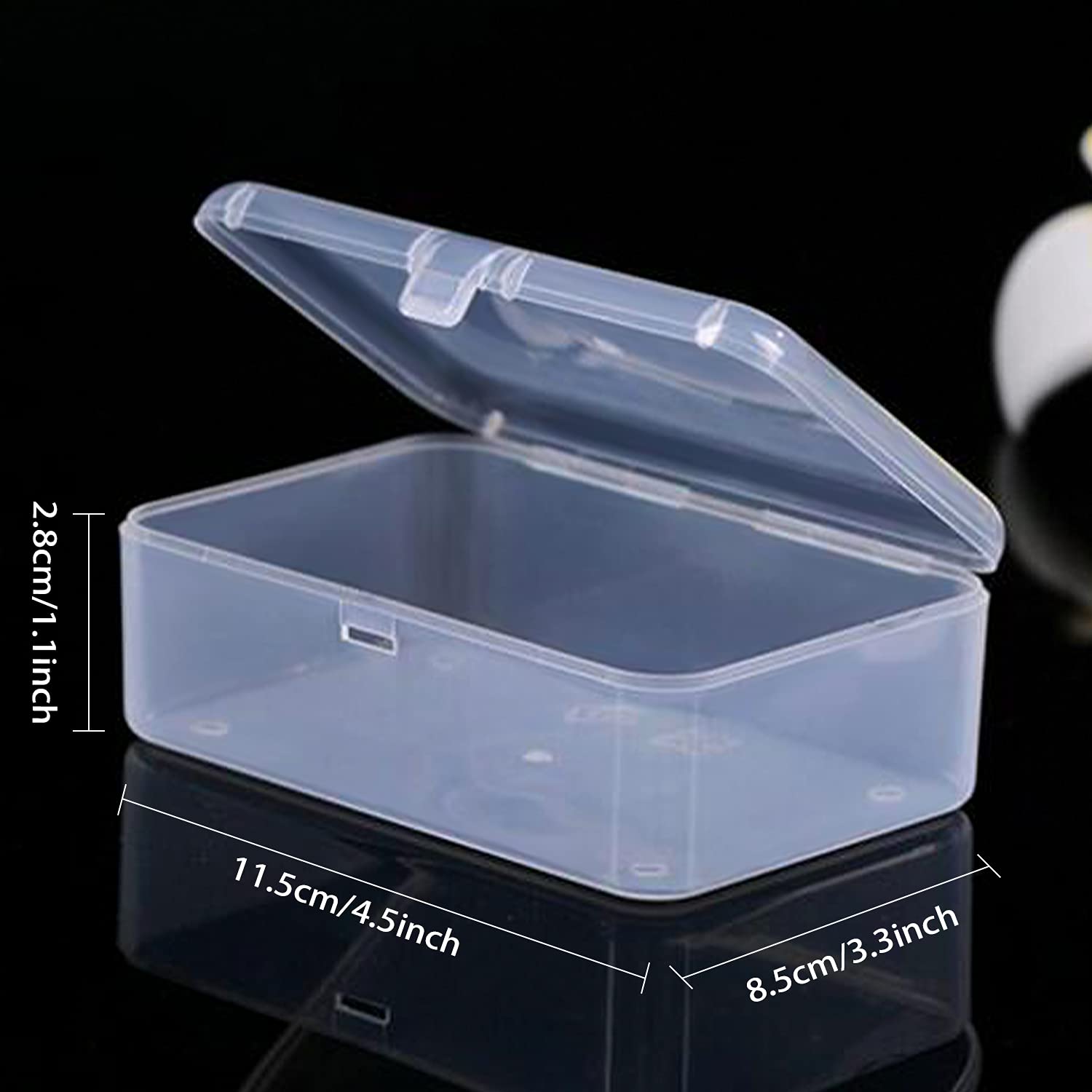 Rocutus 12-Pack Clear Plastic Beads Storage Containers with Lids - 4.5 x 3.3 x 1.1 Inch Small Hinged Organizer Boxes for Jewelry Making, Craft Supplies & DIY Accessories - Perfect for Beads, Buttons, Sequins & Small Parts Storage