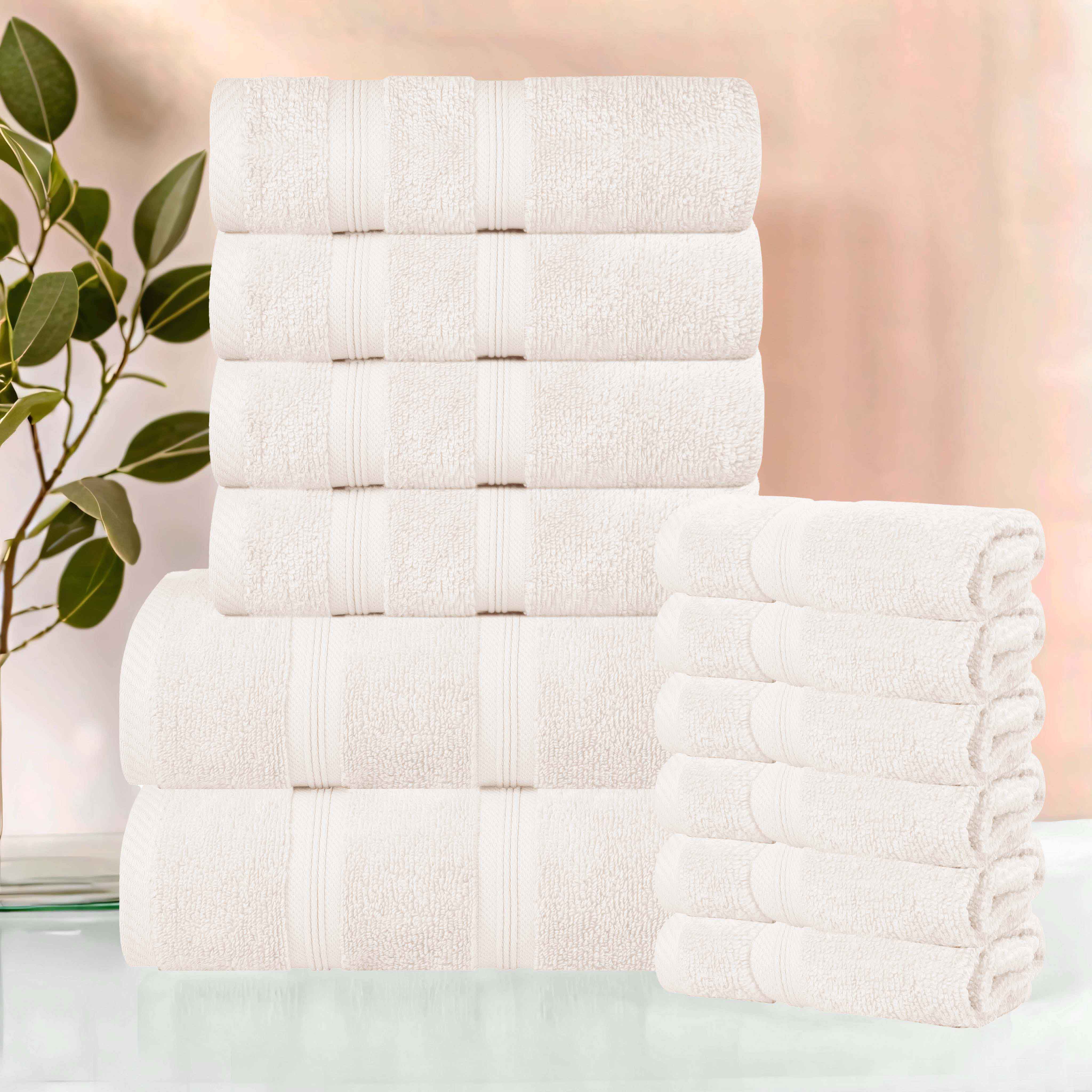 Premium 12-Piece Smart Dry Zero Twist Cotton Towel Set - Ultra Soft, Absorbent & Quick-Drying Bath Towels for Spa, Gym & Luxury Home Use