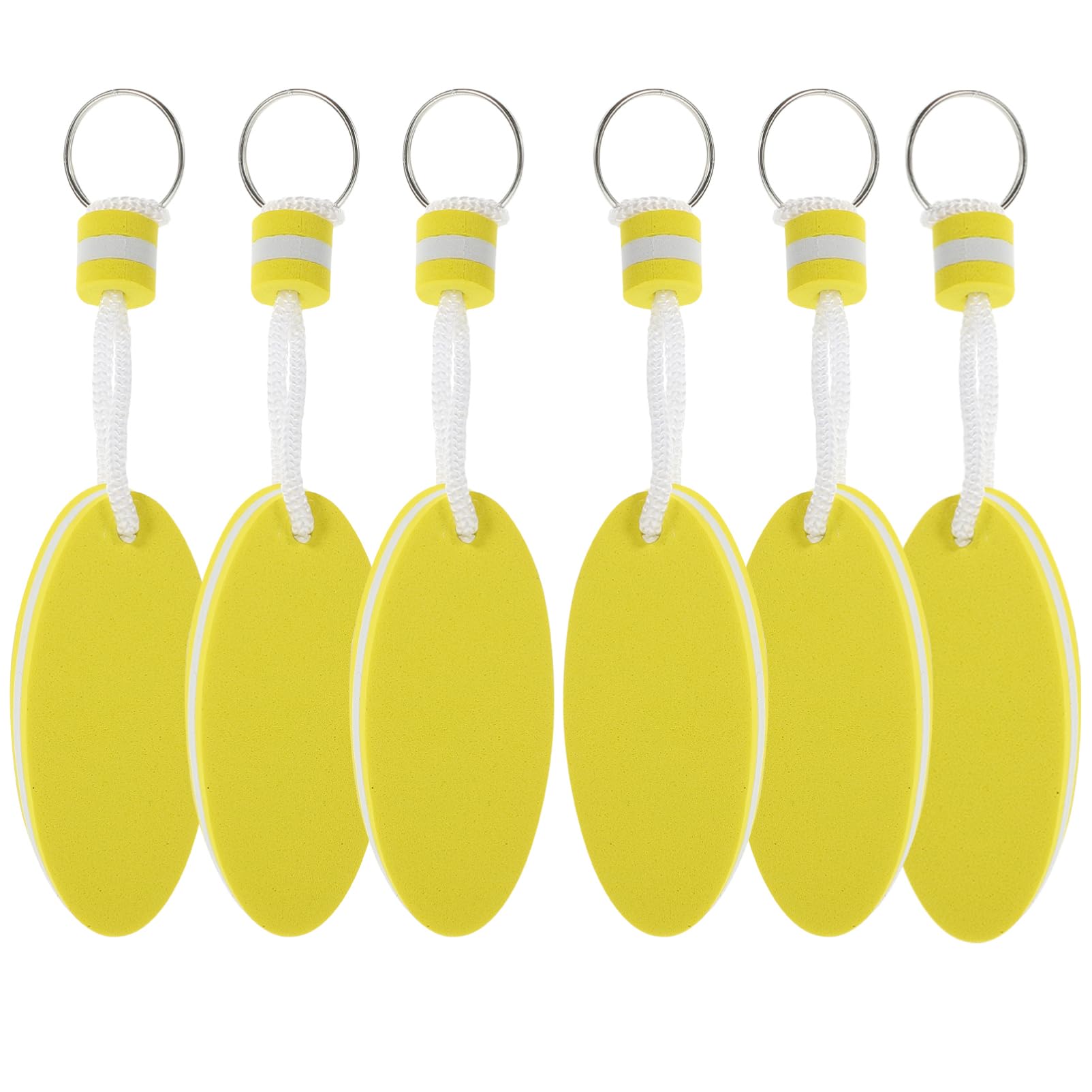 12 Pack BIUDECO Floating Keychain for Fishing - Waterproof EVA Foam Oval Key Float Holder (Yellow) - Perfect for Boating, Swimming & Outdoor Water Activities