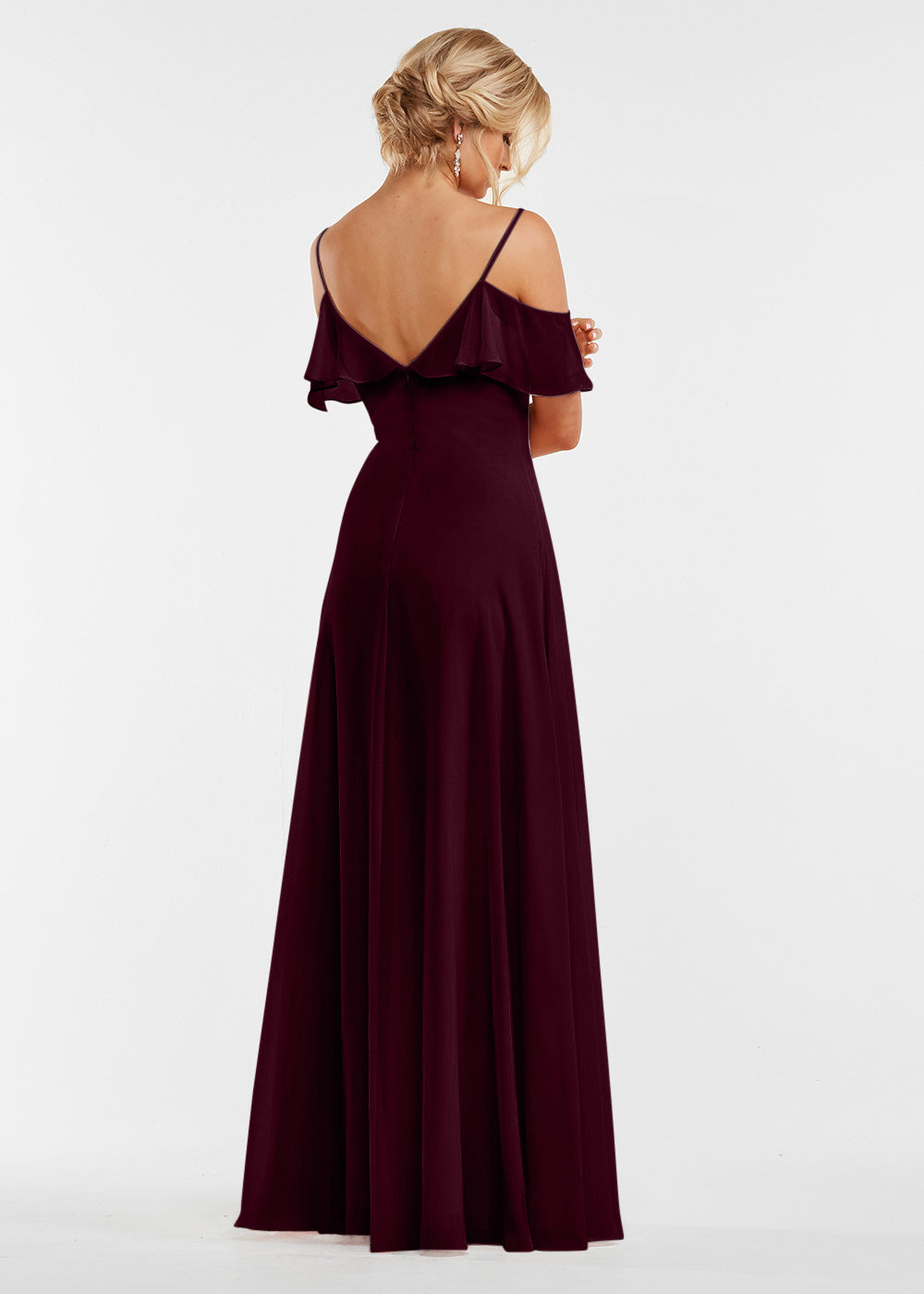 Elegant Off Shoulder Ruffled Chiffon Bridesmaid Dress - Perfect for Weddings, Prom, and Formal Events